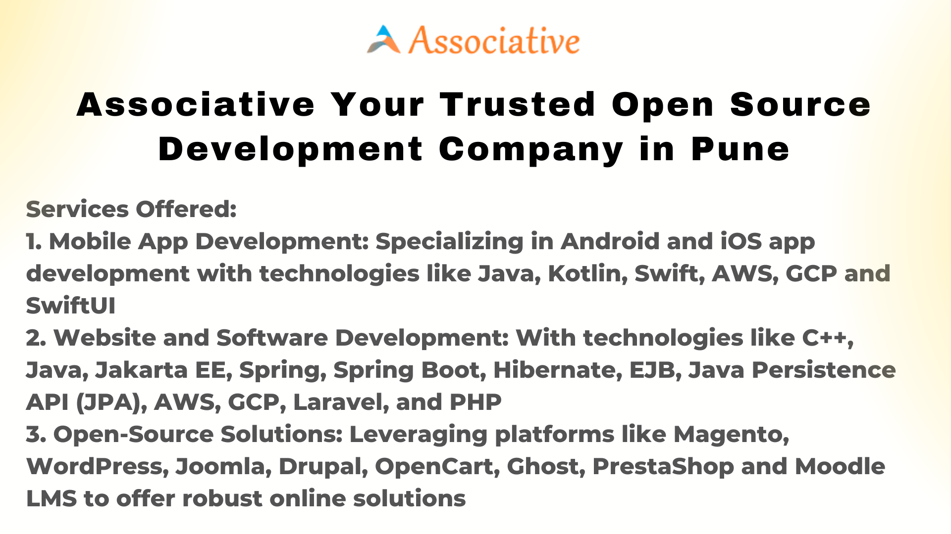 Associative Your Trusted Open Source Development Company in Pune