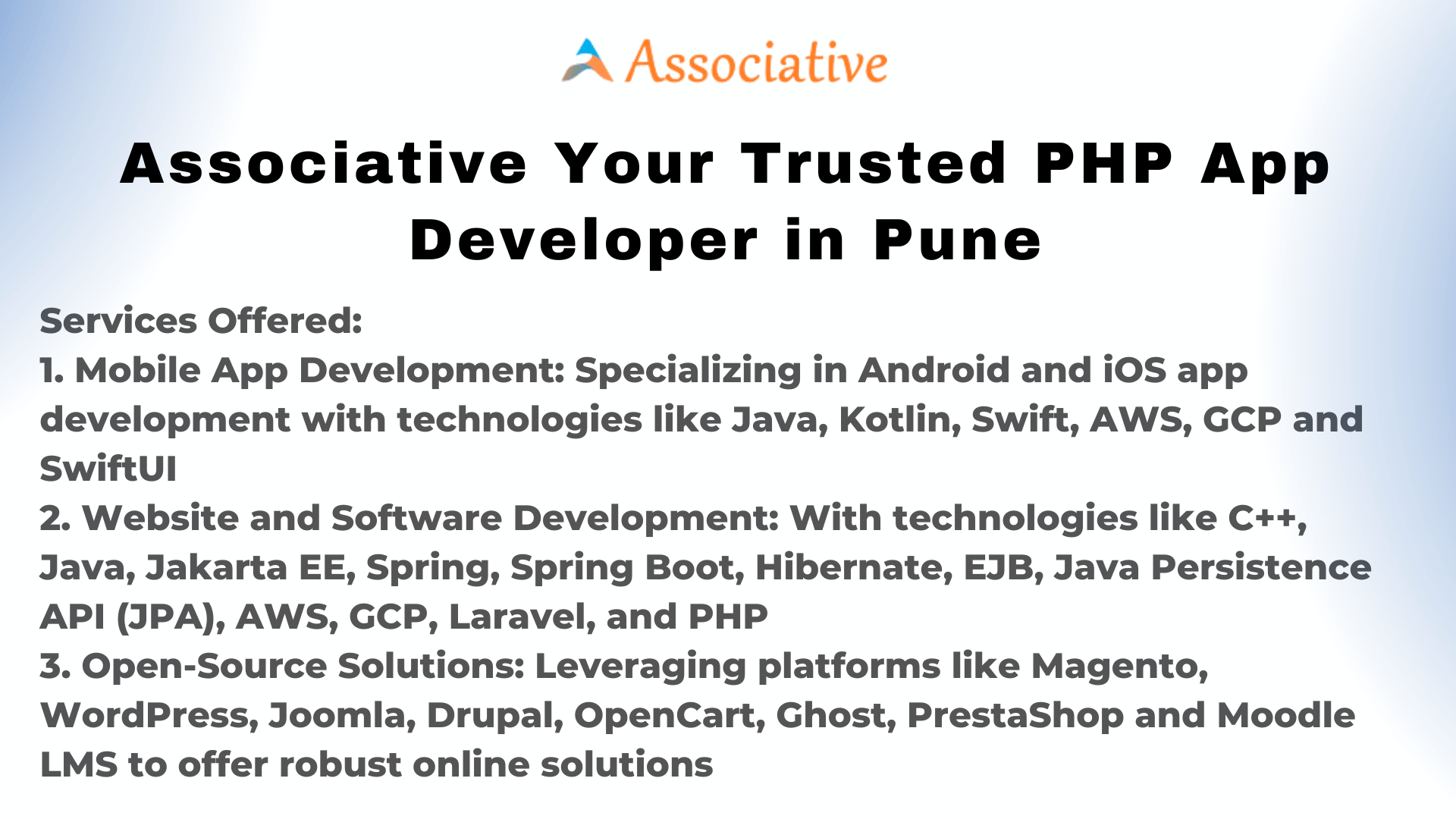 Associative Your Trusted PHP App Developer in Pune