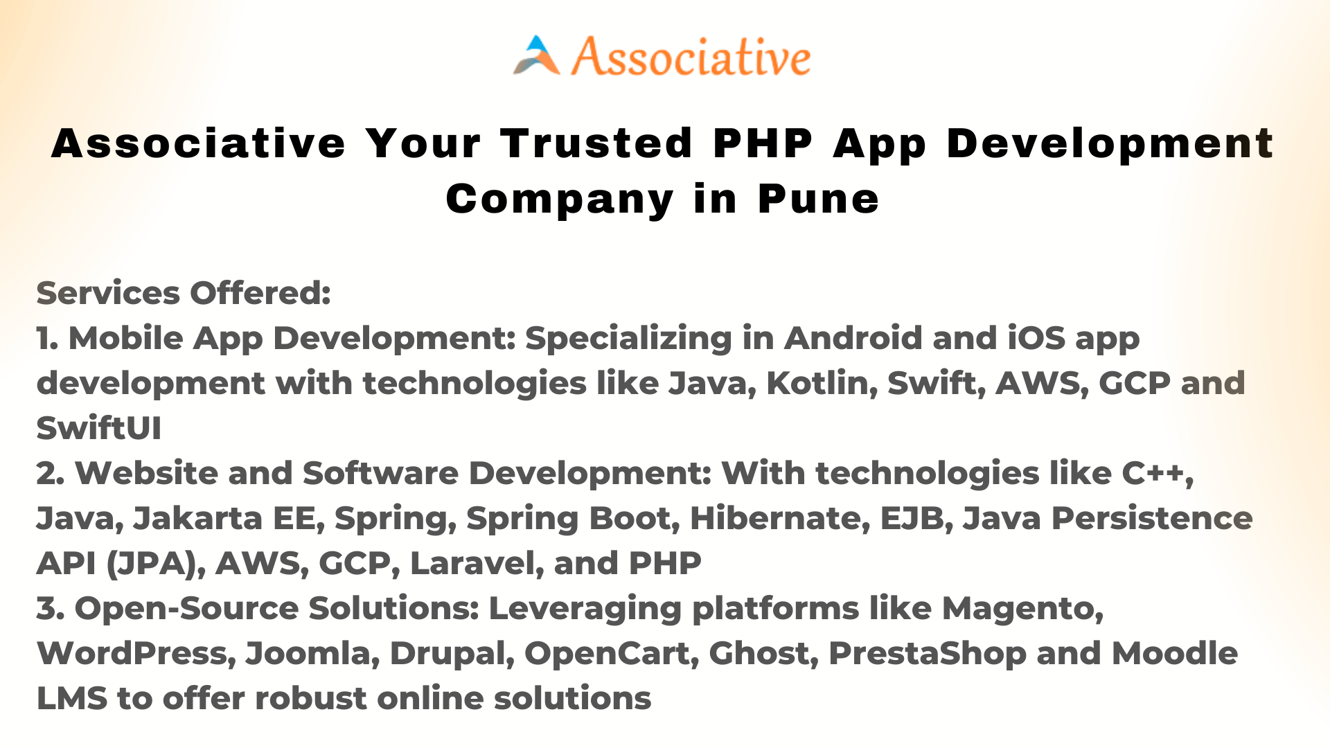 Associative Your Trusted PHP App Development Company in Pune