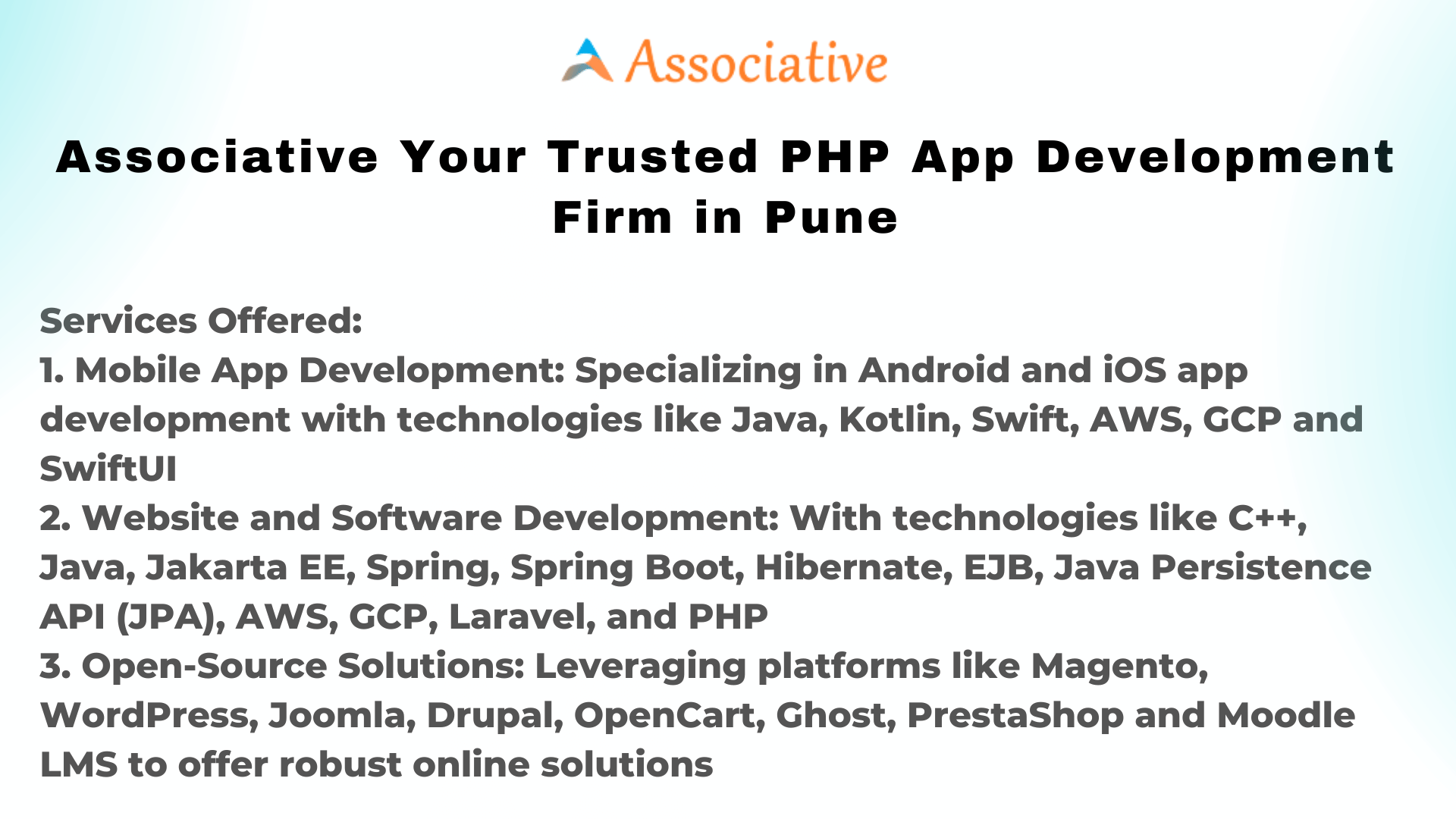 Associative Your Trusted PHP App Development Firm in Pune
