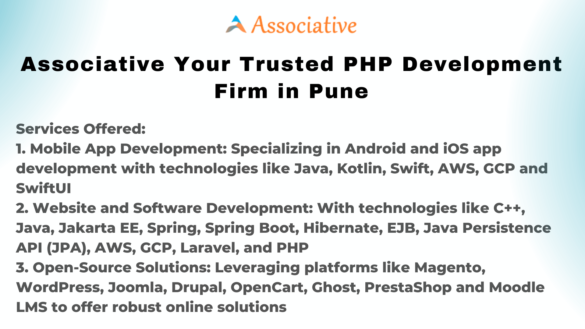 Associative Your Trusted PHP Development Firm in Pune