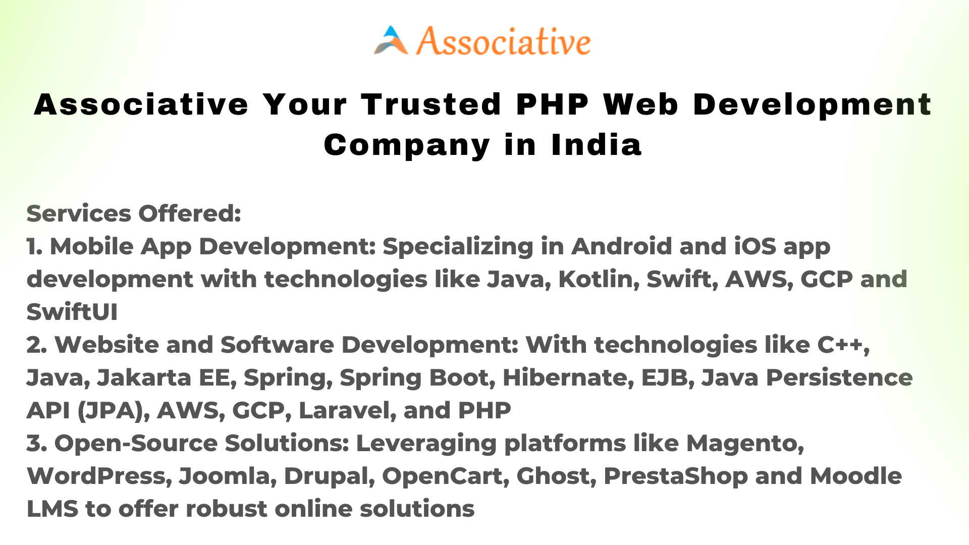 Associative Your Trusted PHP Web Development Company in India