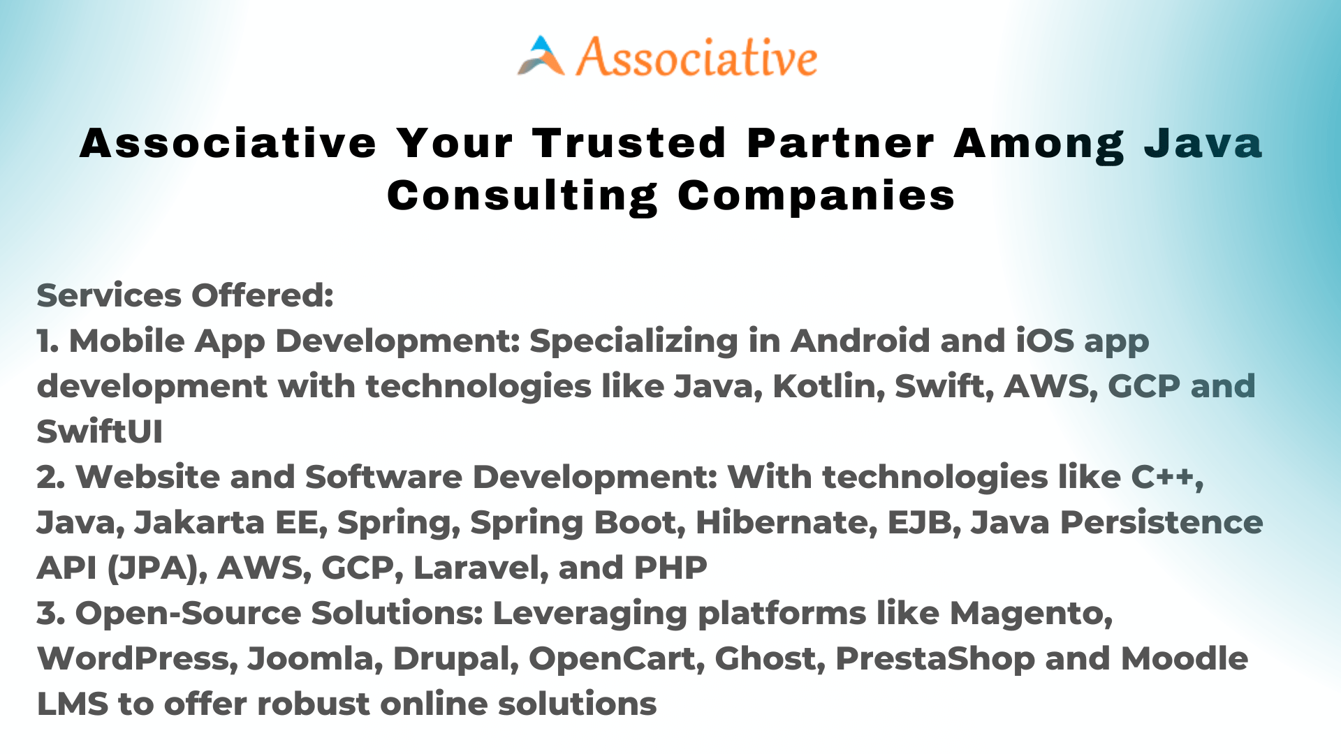 Associative Your Trusted Partner Among Java Consulting Companies