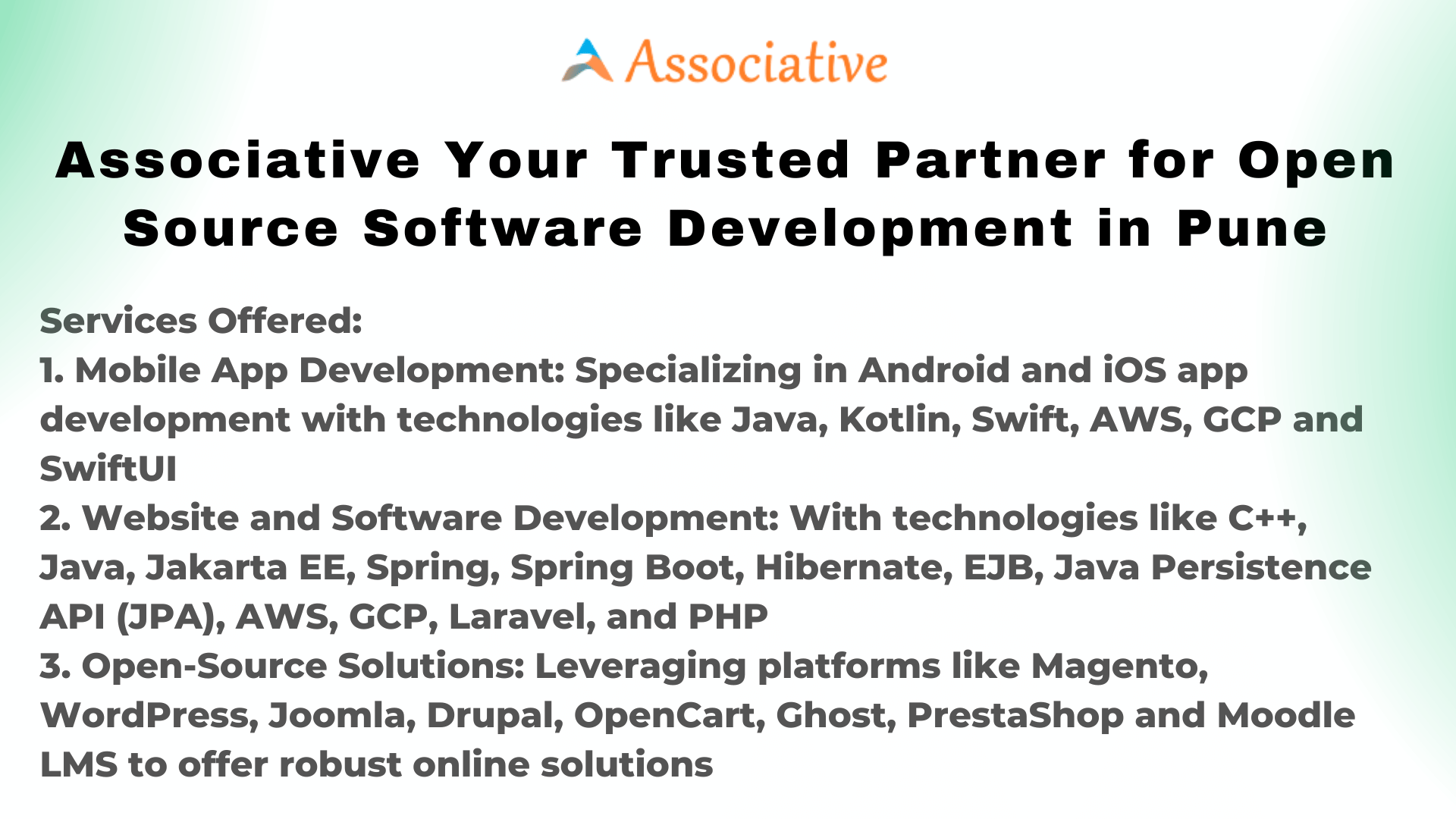 Associative Your Trusted Partner for Open Source Software Development in Pune