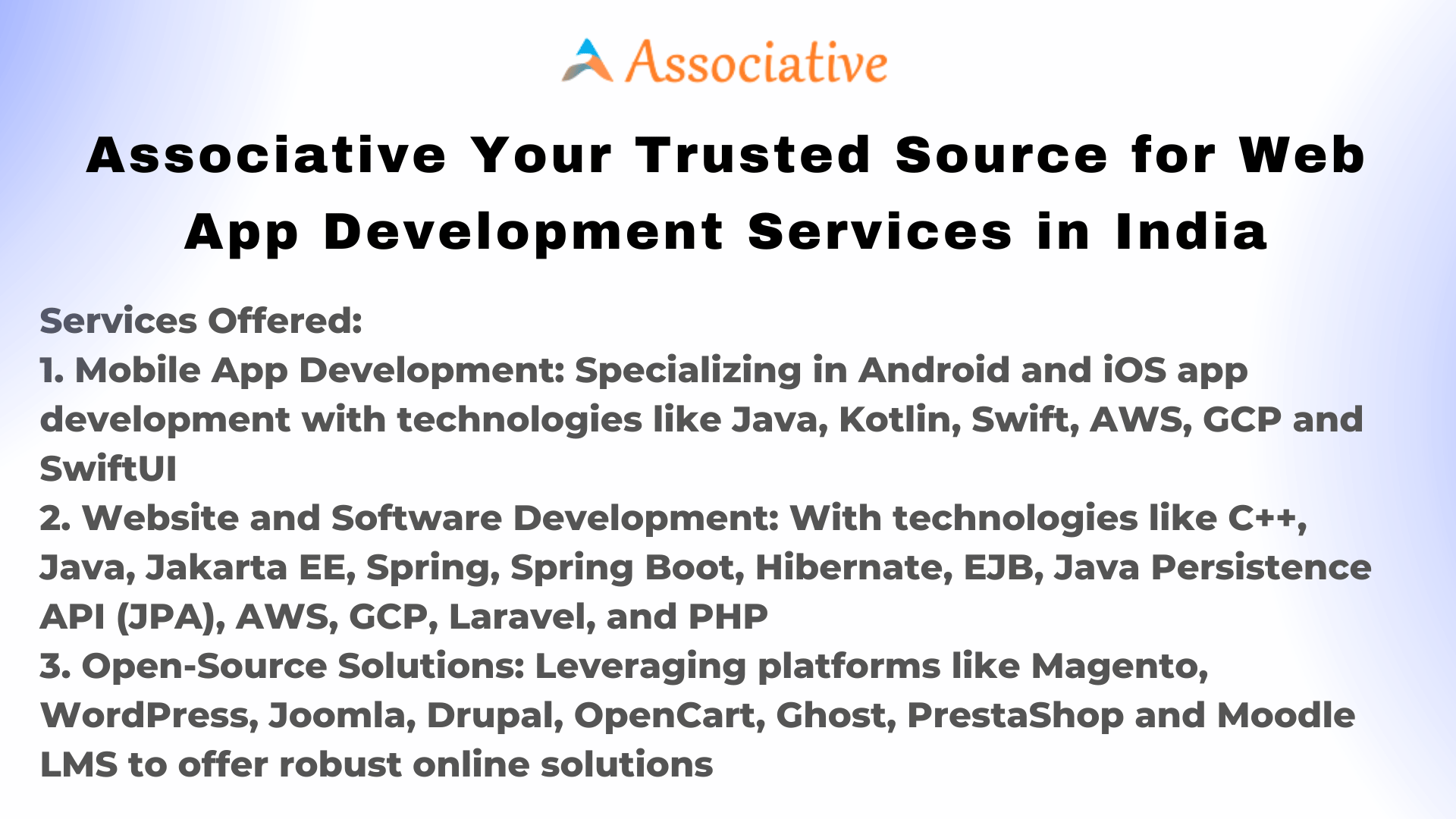 Associative Your Trusted Source for Web App Development Services in India