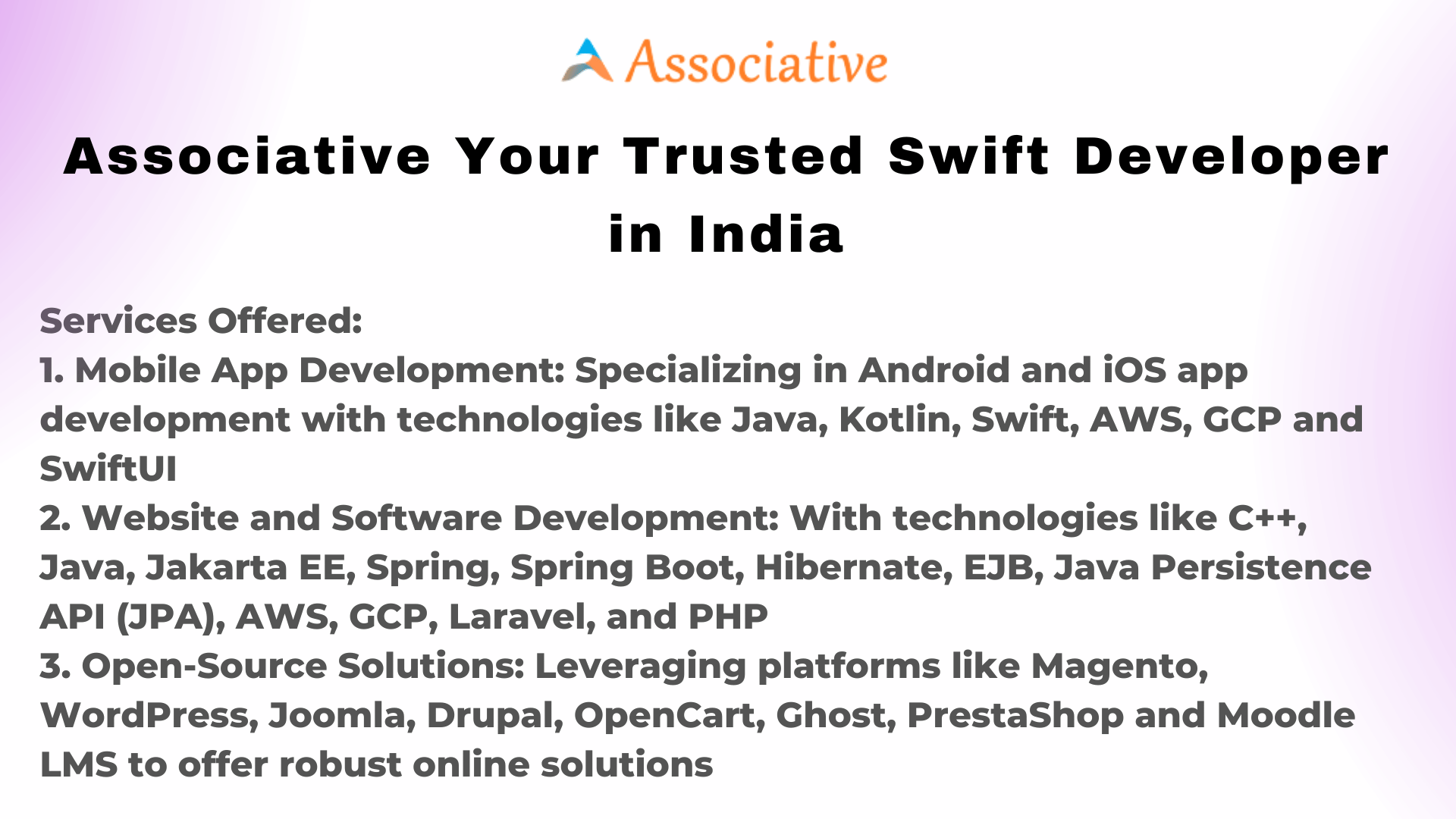 Associative Your Trusted Swift Developer in India
