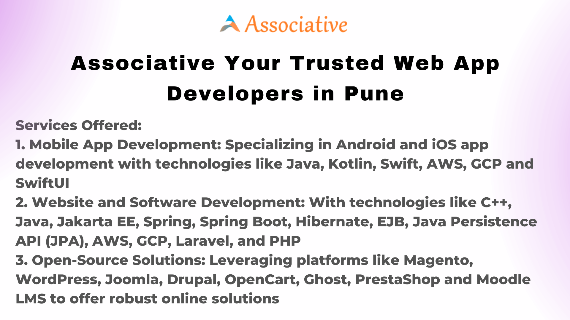 Associative Your Trusted Web App Developers in Pune