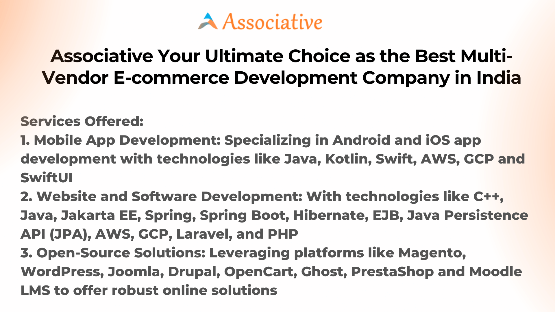 Associative Your Ultimate Choice as the Best Multi-Vendor E-commerce Development Company in India