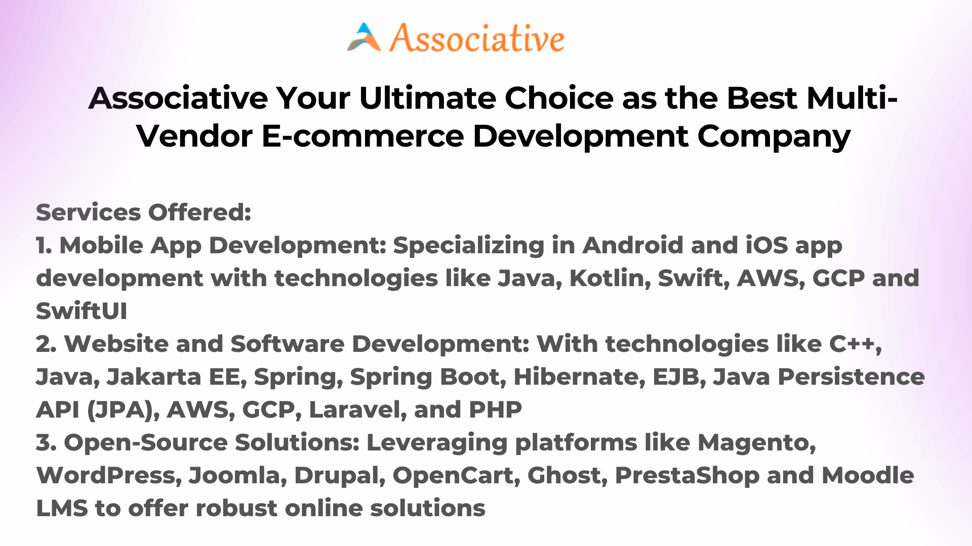 Associative Your Ultimate Choice as the Best Multi-Vendor E-commerce Development Company