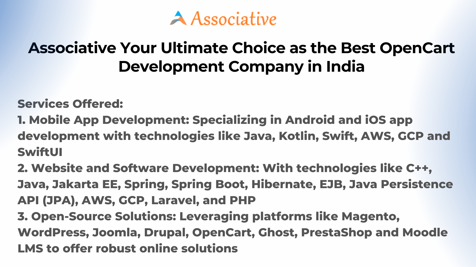 Associative Your Ultimate Choice as the Best OpenCart Development Company in India