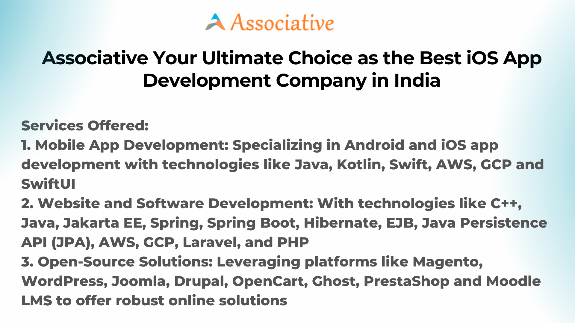 Associative Your Ultimate Choice as the Best iOS App Development Company in India