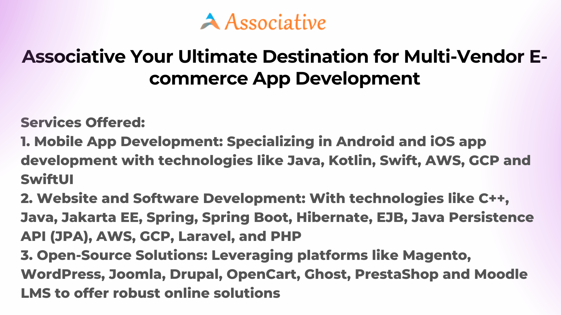 Associative Your Ultimate Destination for Multi-Vendor E-commerce App Development