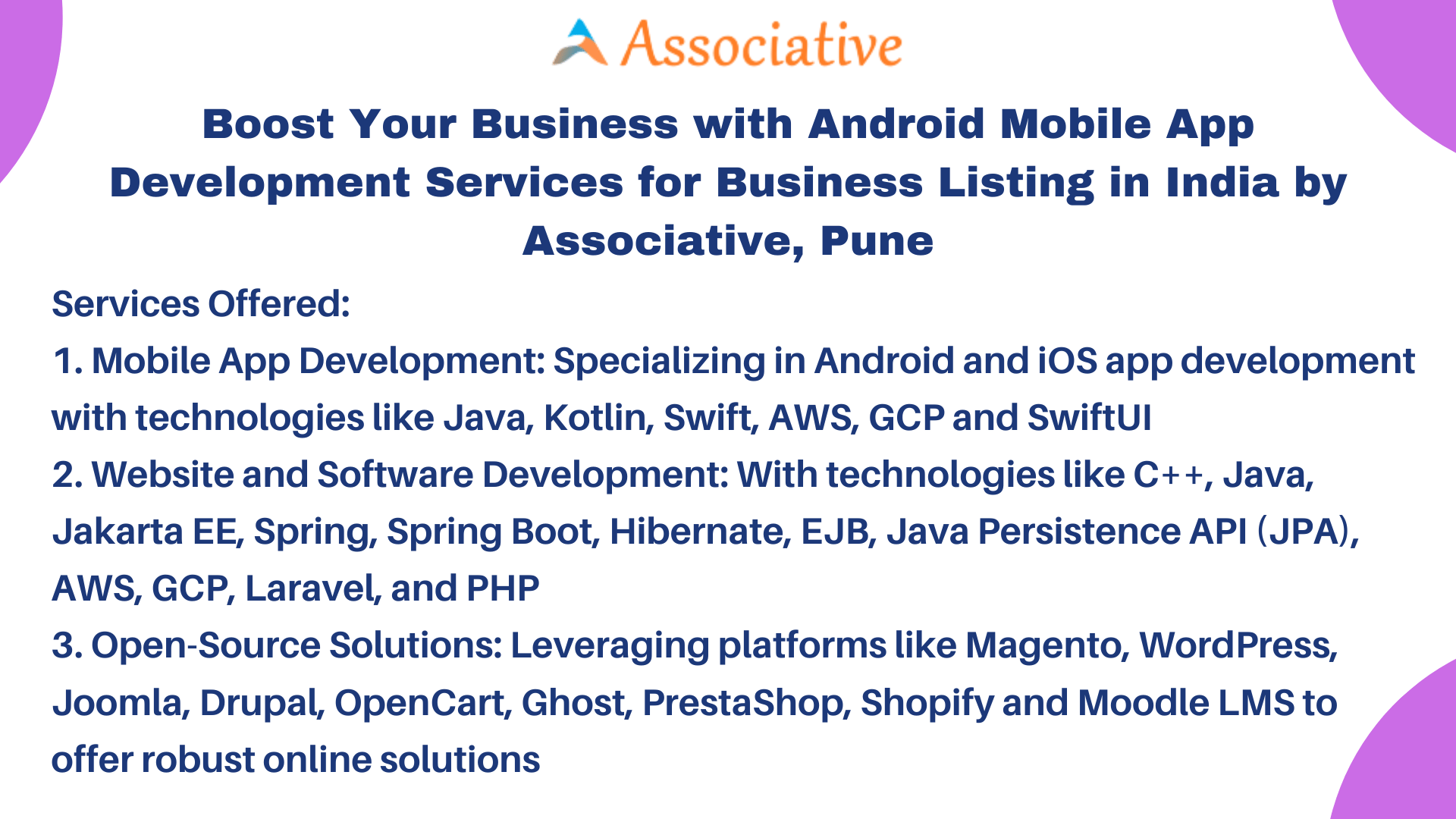 Boost Your Business with Android Mobile App Development Services for Business Listing in India by Associative, Pune