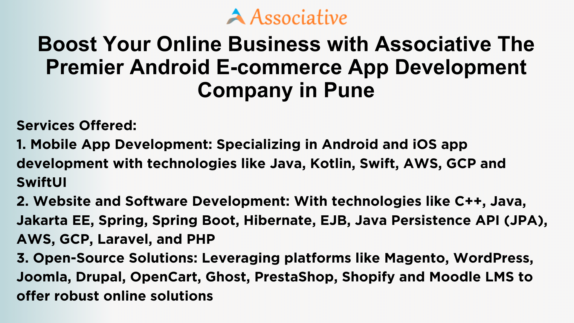 Boost Your Online Business with Associative The Premier Android E-commerce App Development Company in Pune