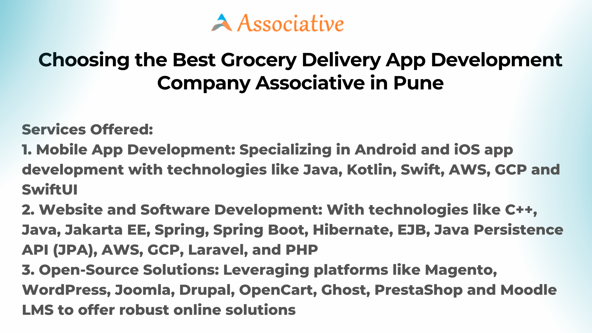 Choosing the Best Grocery Delivery App Development Company Associative in Pune