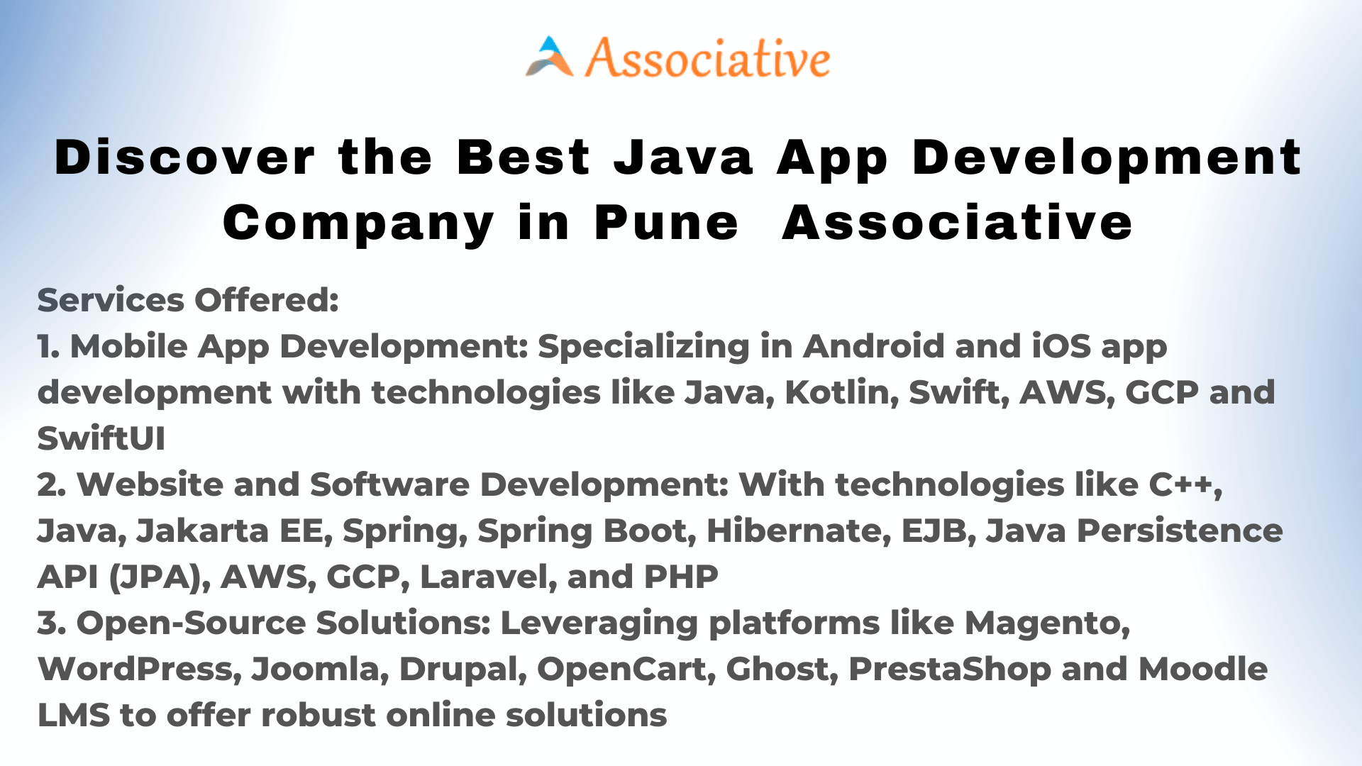 Discover the Best Java App Development Company in Pune Associative