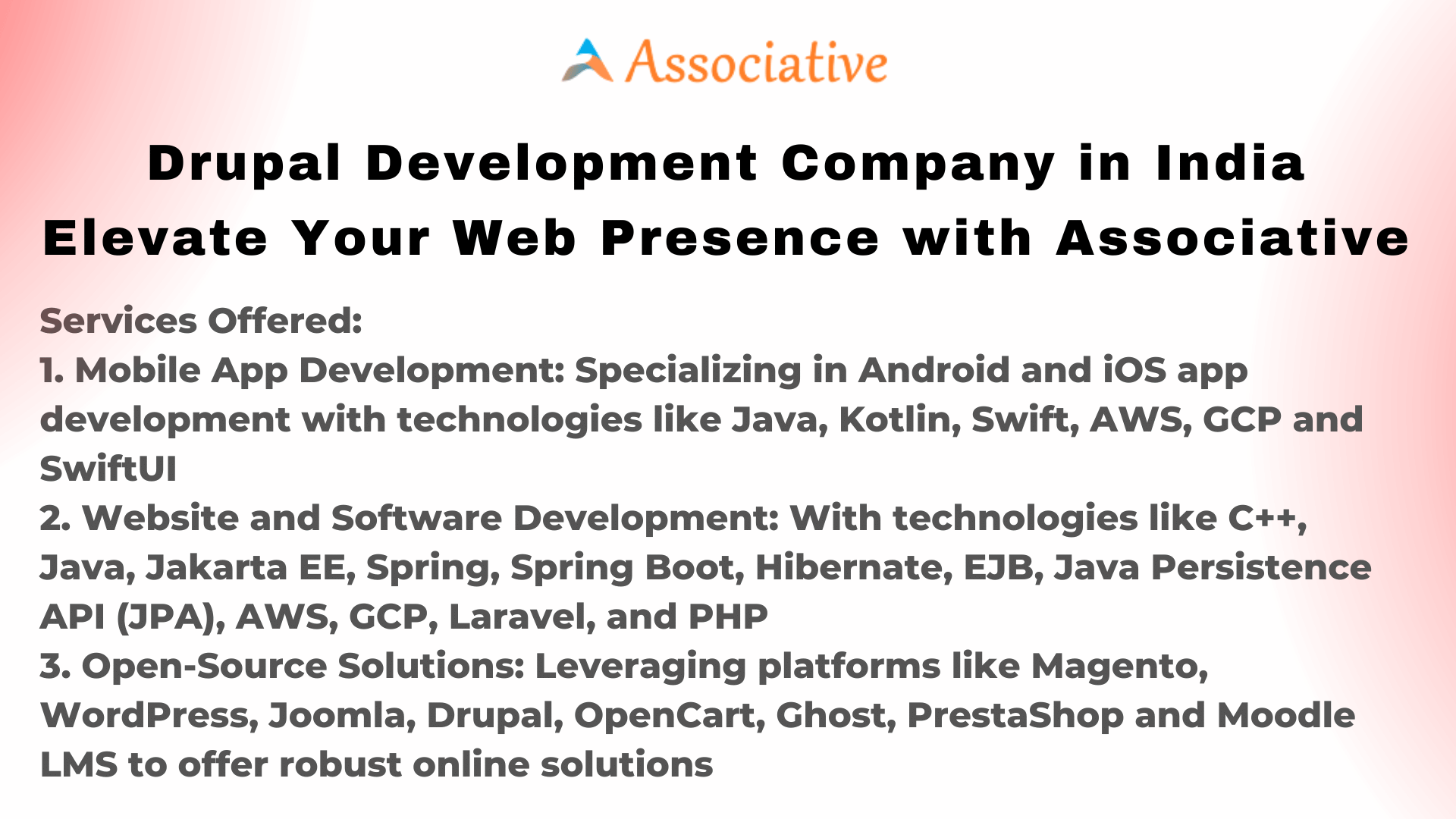 Drupal Development Company in India Elevate Your Web Presence with Associative