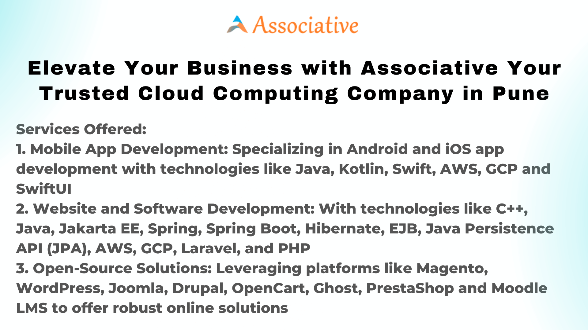 Elevate Your Business with Associative Your Trusted Cloud Computing Company in Pune