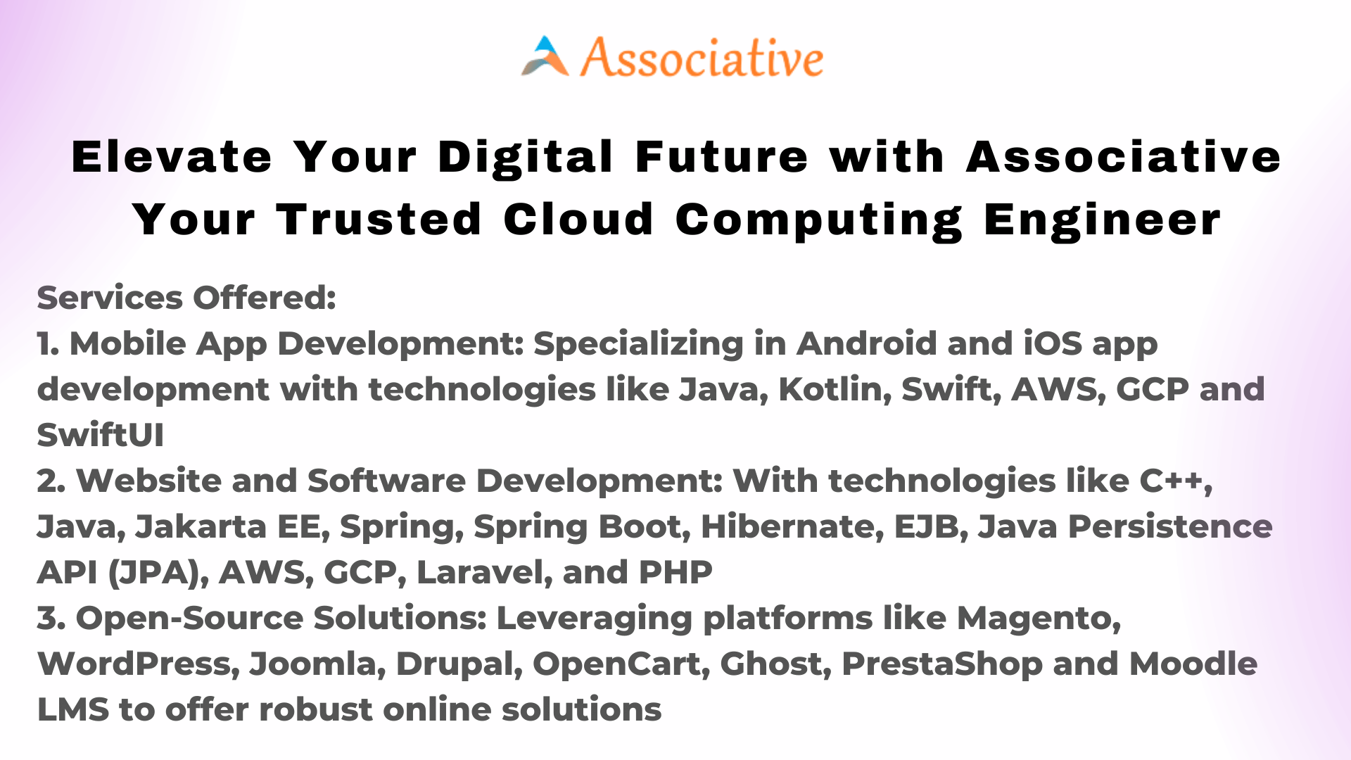 Elevate Your Digital Future with Associative Your Trusted Cloud Computing Engineer