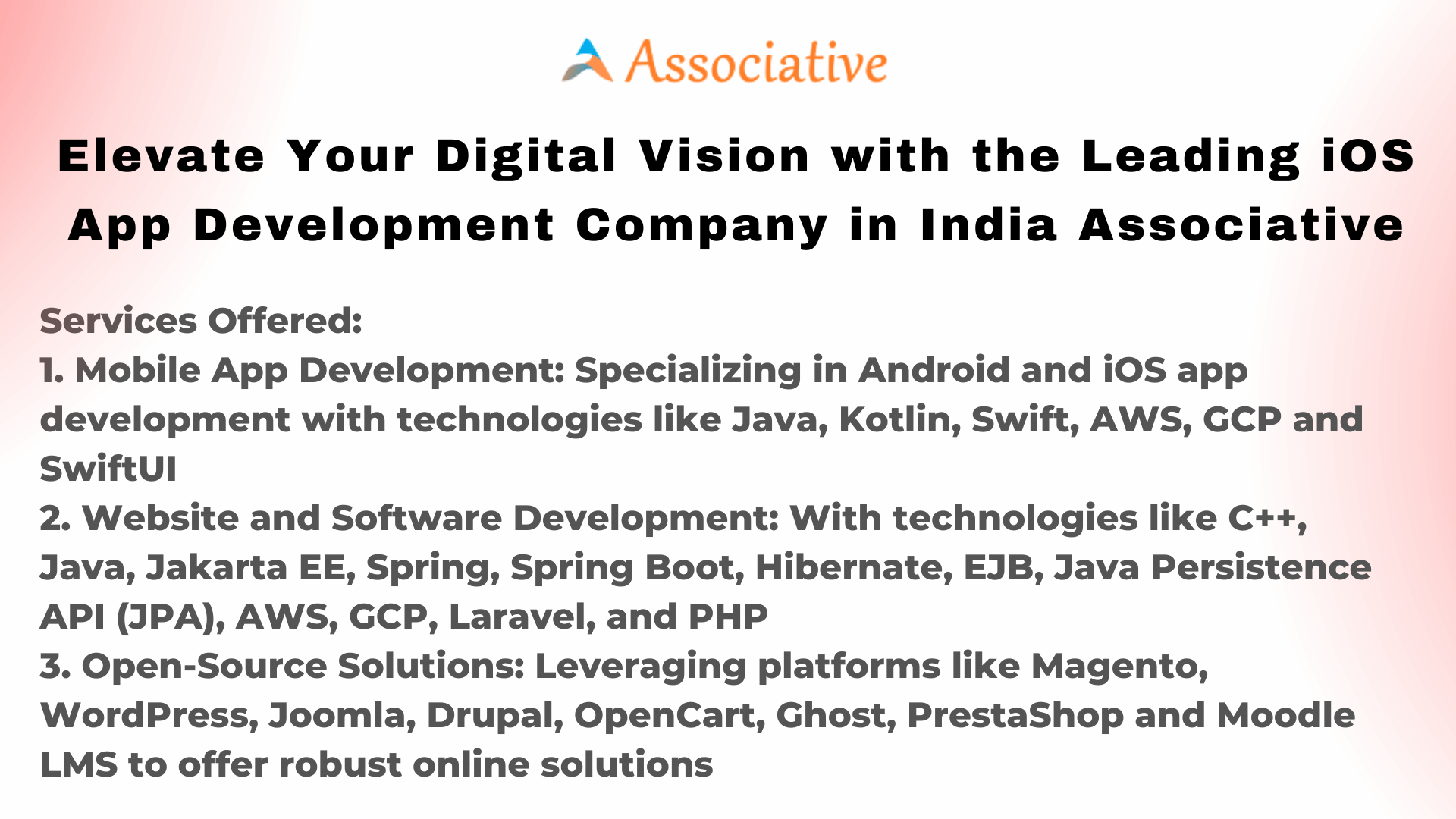 Elevate Your Digital Vision with the Leading iOS App Development Company in India Associative