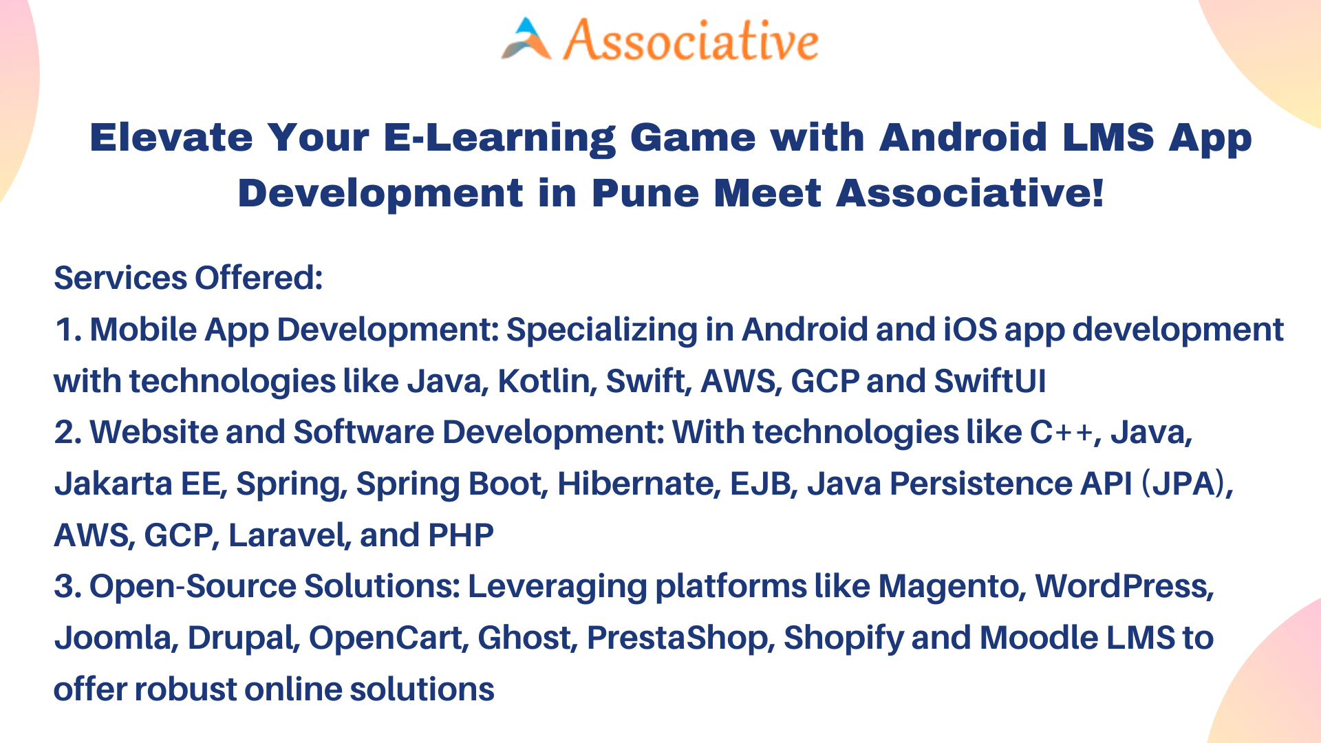 Elevate Your E-Learning Game with Android LMS App Development in Pune Meet Associative!