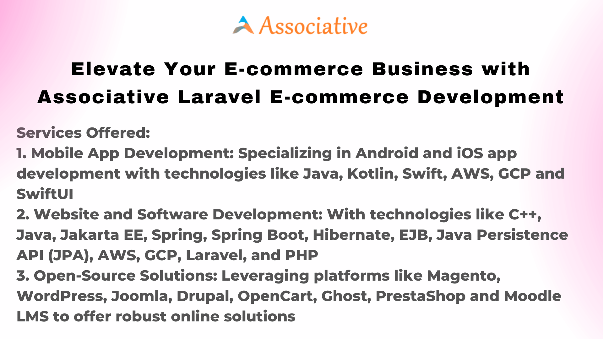 Elevate Your E-commerce Business with Associative Laravel E-commerce Development