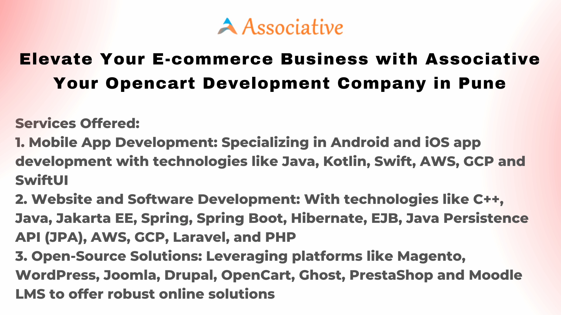 Elevate Your E-commerce Business with Associative Your Opencart Development Company in Pune