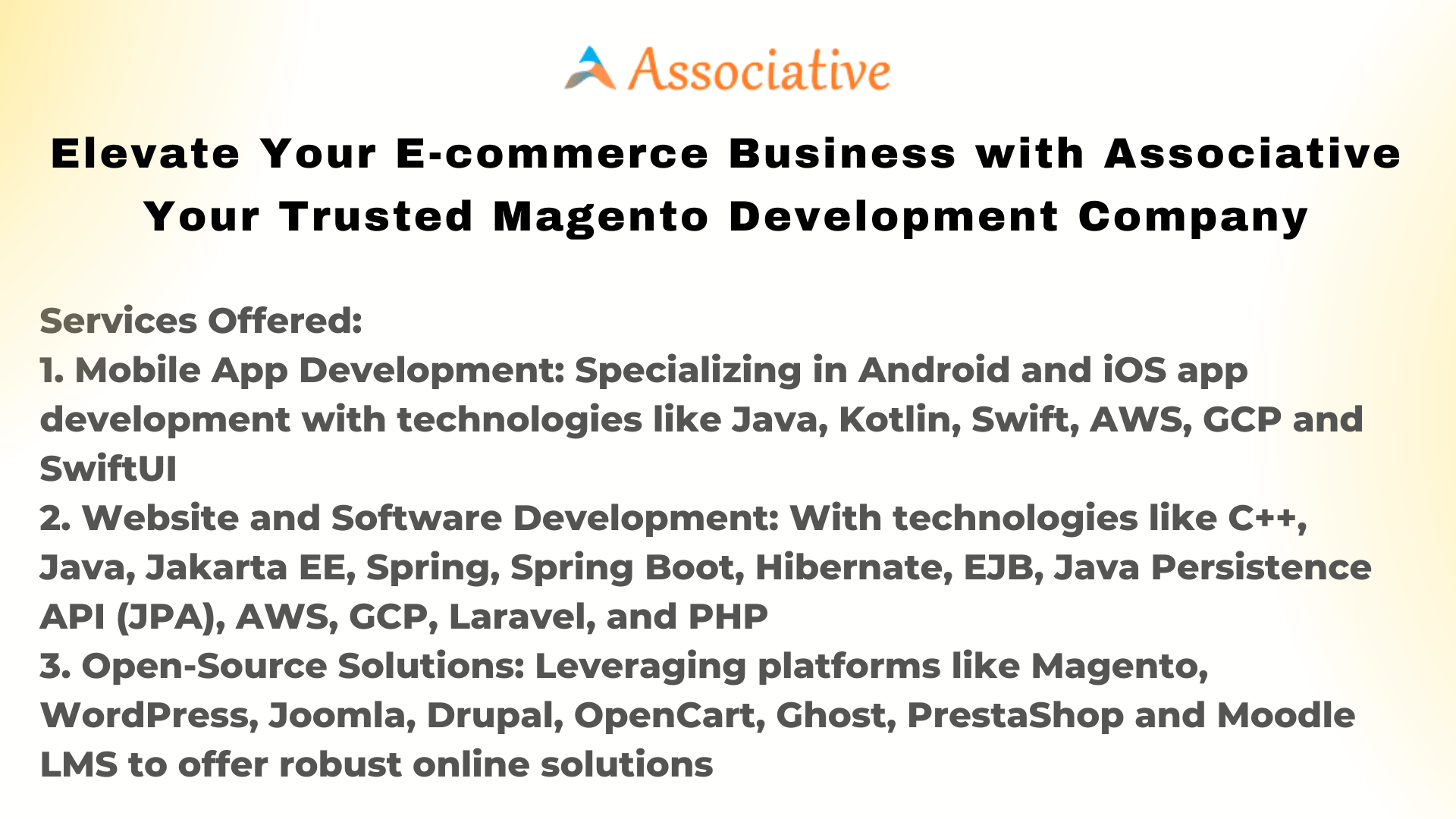 Elevate Your E-commerce Business with Associative Your Trusted Magento Development Company