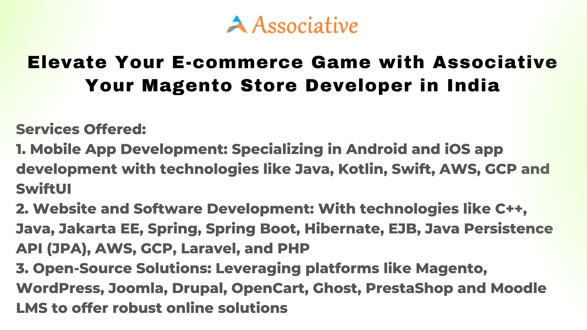Elevate Your E-commerce Game with Associative Your Magento Store Developer in India