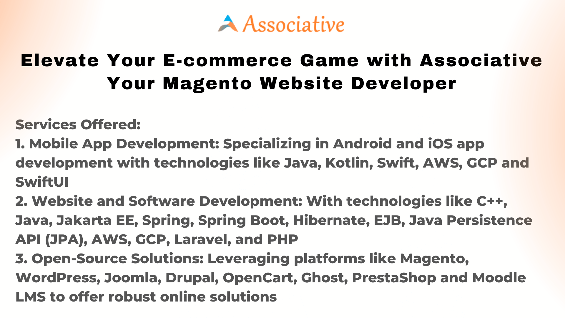 Elevate Your E-commerce Game with Associative Your Magento Website Developer