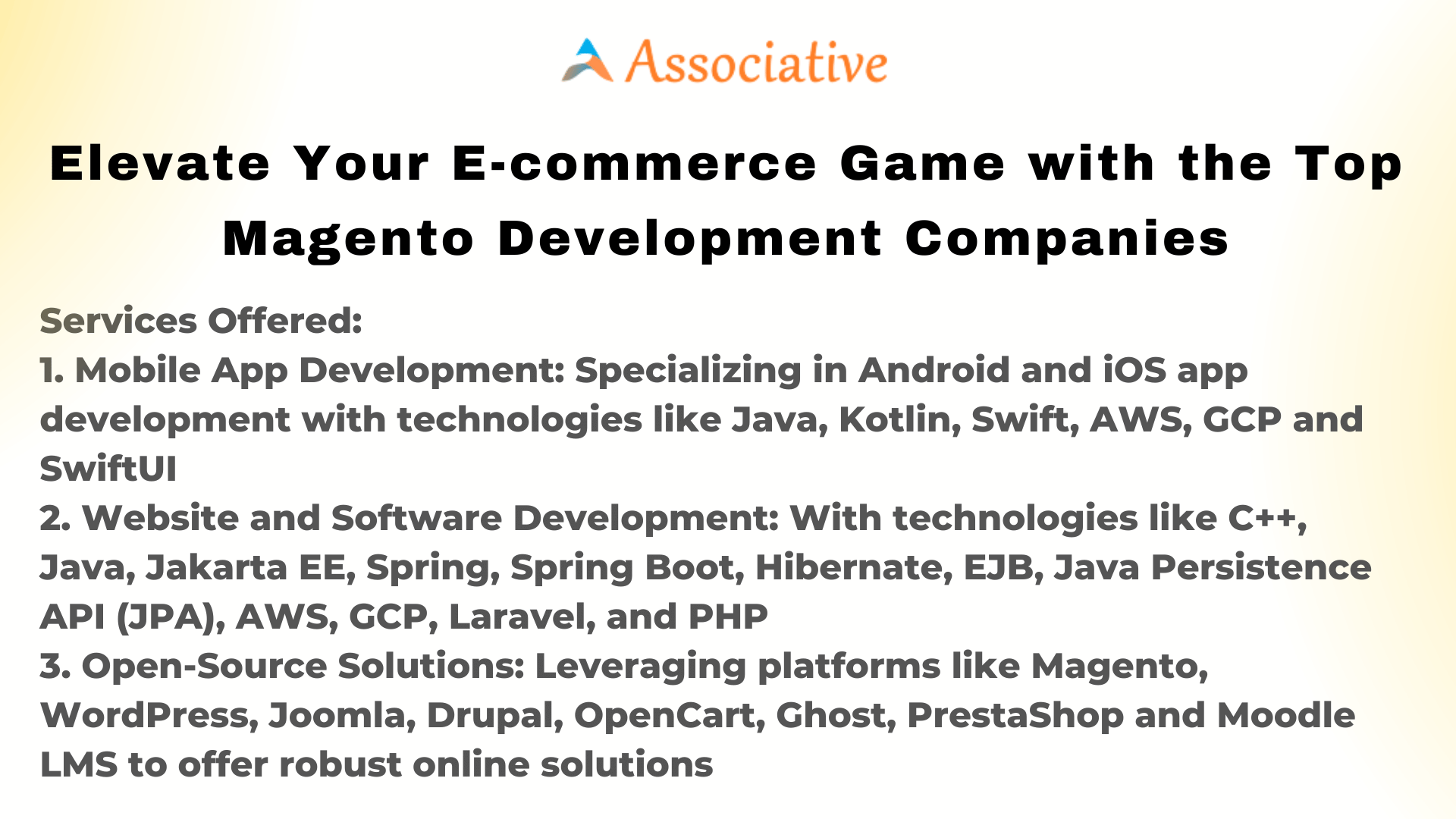 Elevate Your E-commerce Game with the Top Magento Development Companies