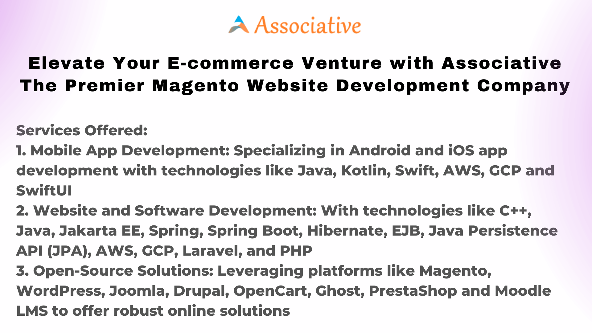 Elevate Your E-commerce Venture with Associative The Premier Magento Website Development Company