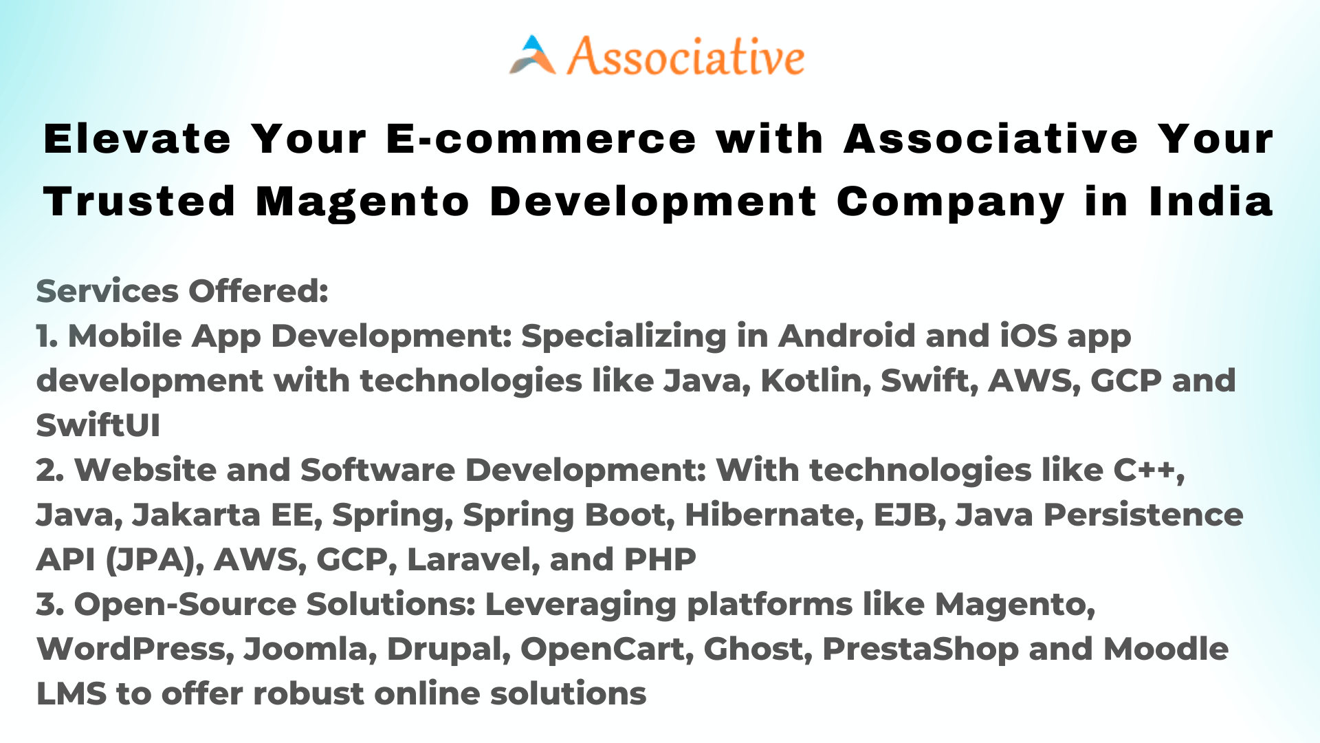 Elevate Your E-commerce with Associative Your Trusted Magento Development Company in India