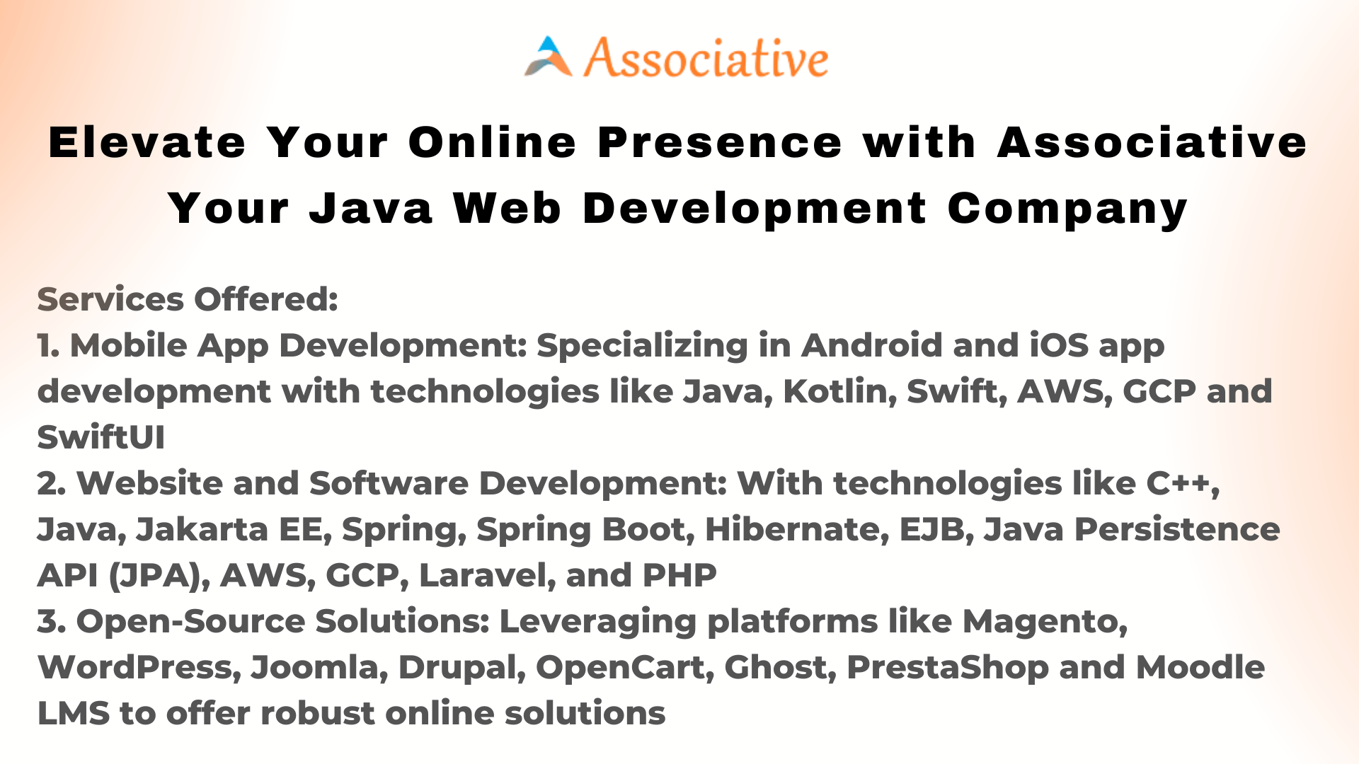 Elevate Your Online Presence with Associative Your Java Web Development Company