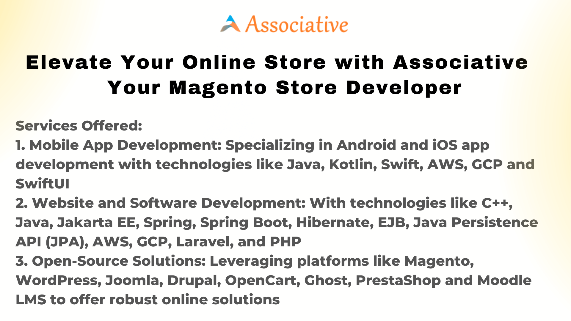 Elevate Your Online Store with Associative Your Magento Store Developer