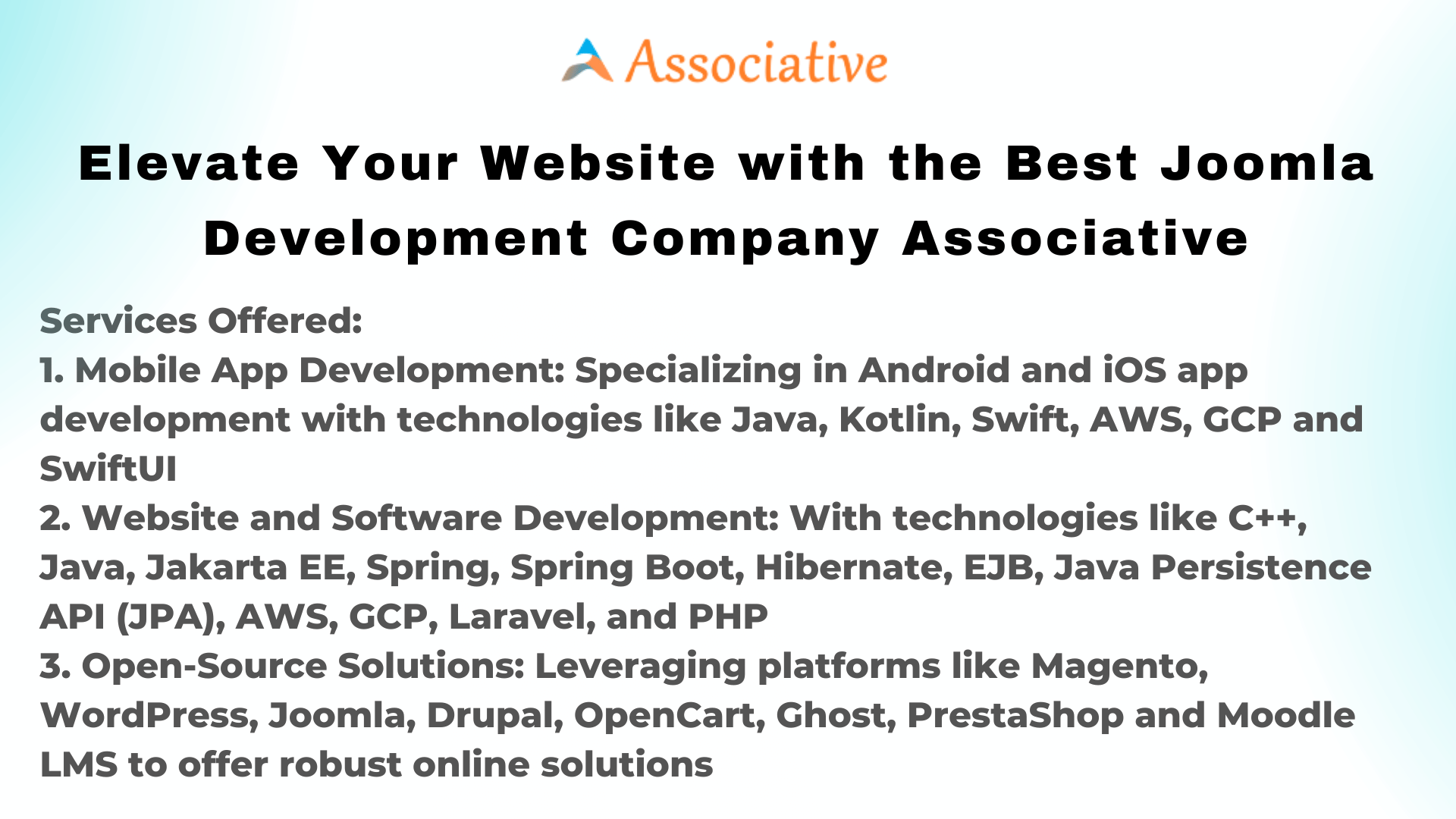 Elevate Your Website with the Best Joomla Development Company Associative