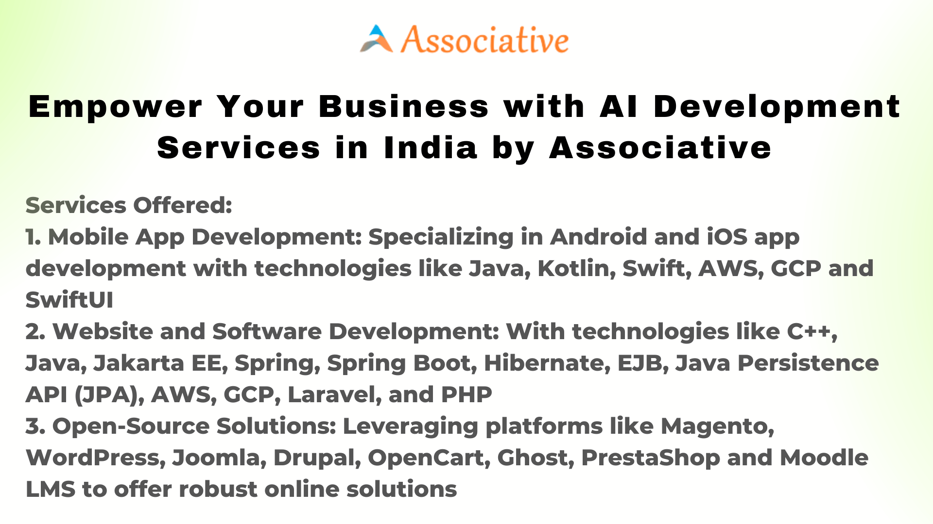 Empower Your Business with AI Development Services in India by Associative