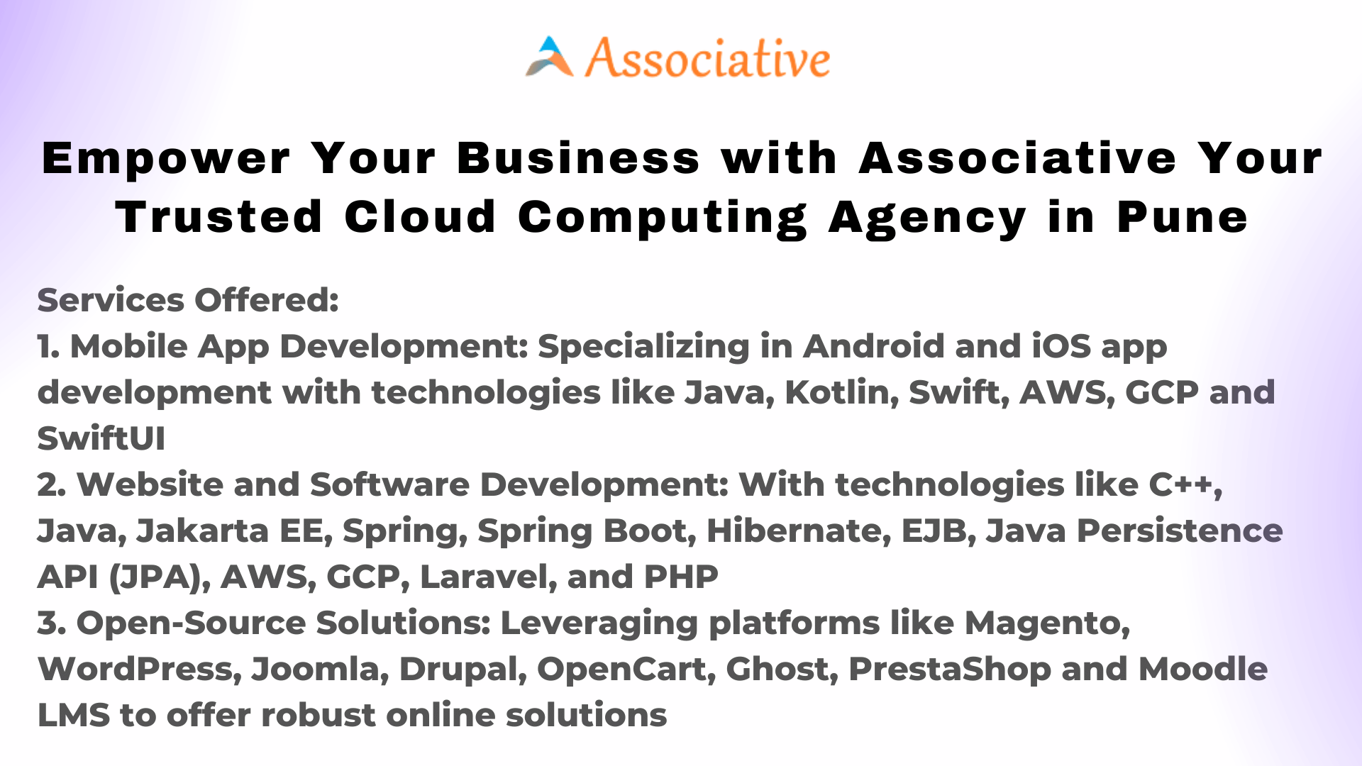 Empower Your Business with Associative Your Trusted Cloud Computing Agency in Pune