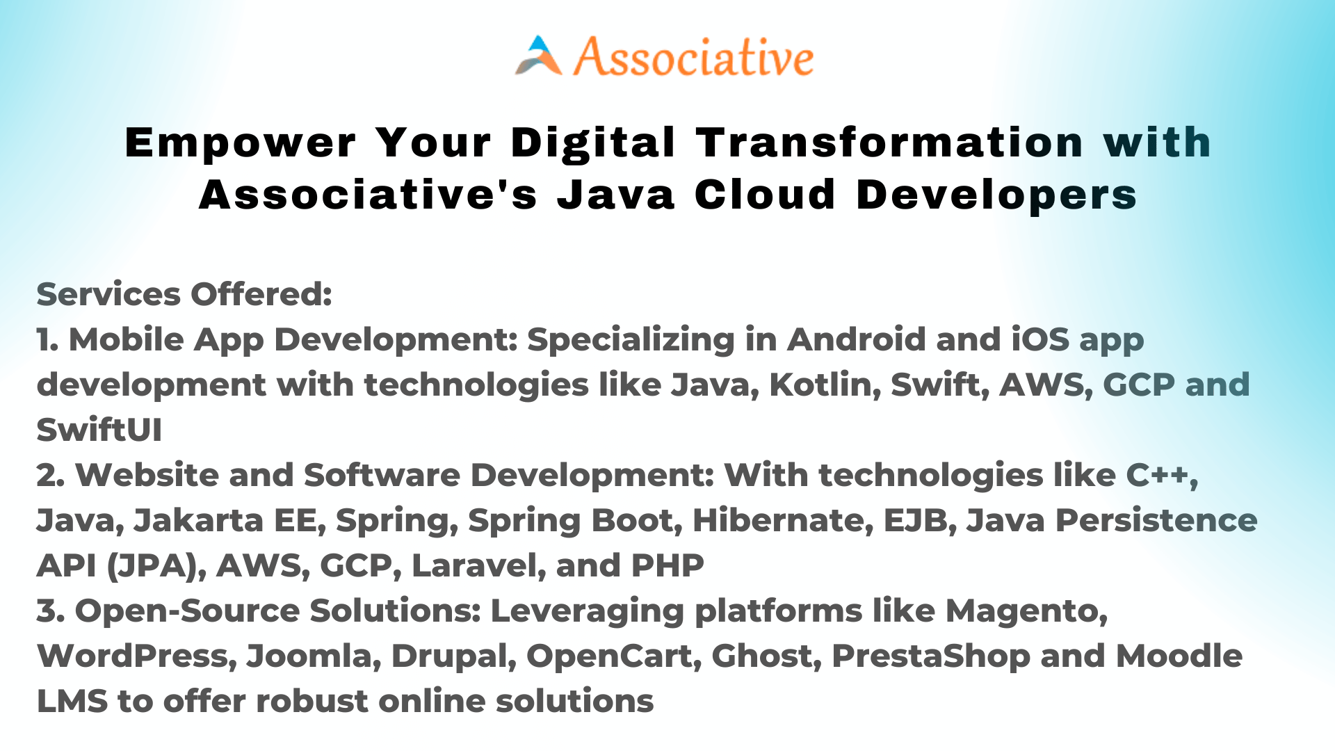 Empower Your Digital Transformation with Associative's Java Cloud Developers