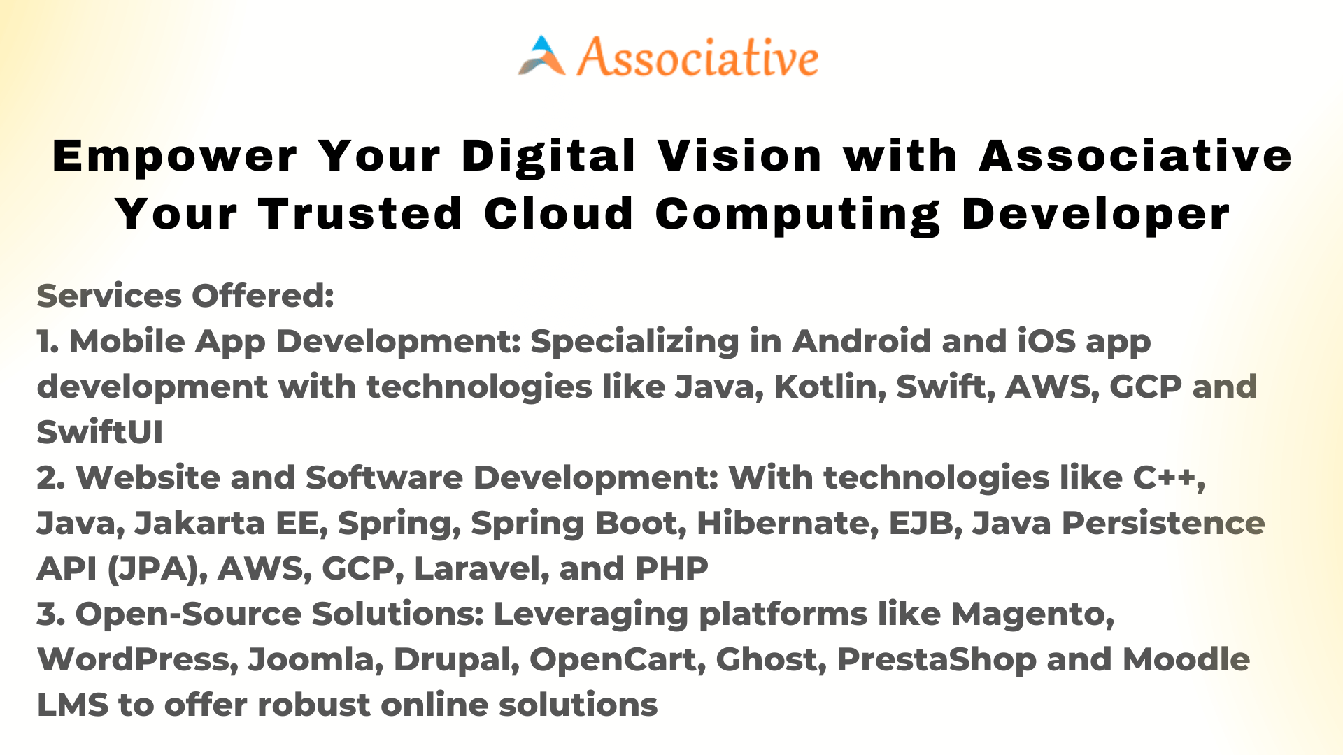 Empower Your Digital Vision with Associative Your Trusted Cloud Computing Developer