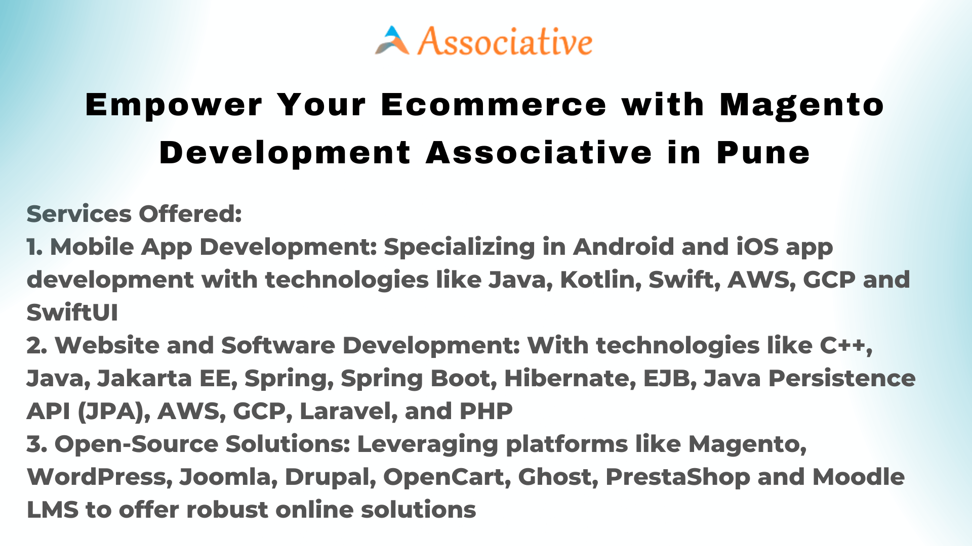 Empower Your Ecommerce with Magento Development Associative in Pune