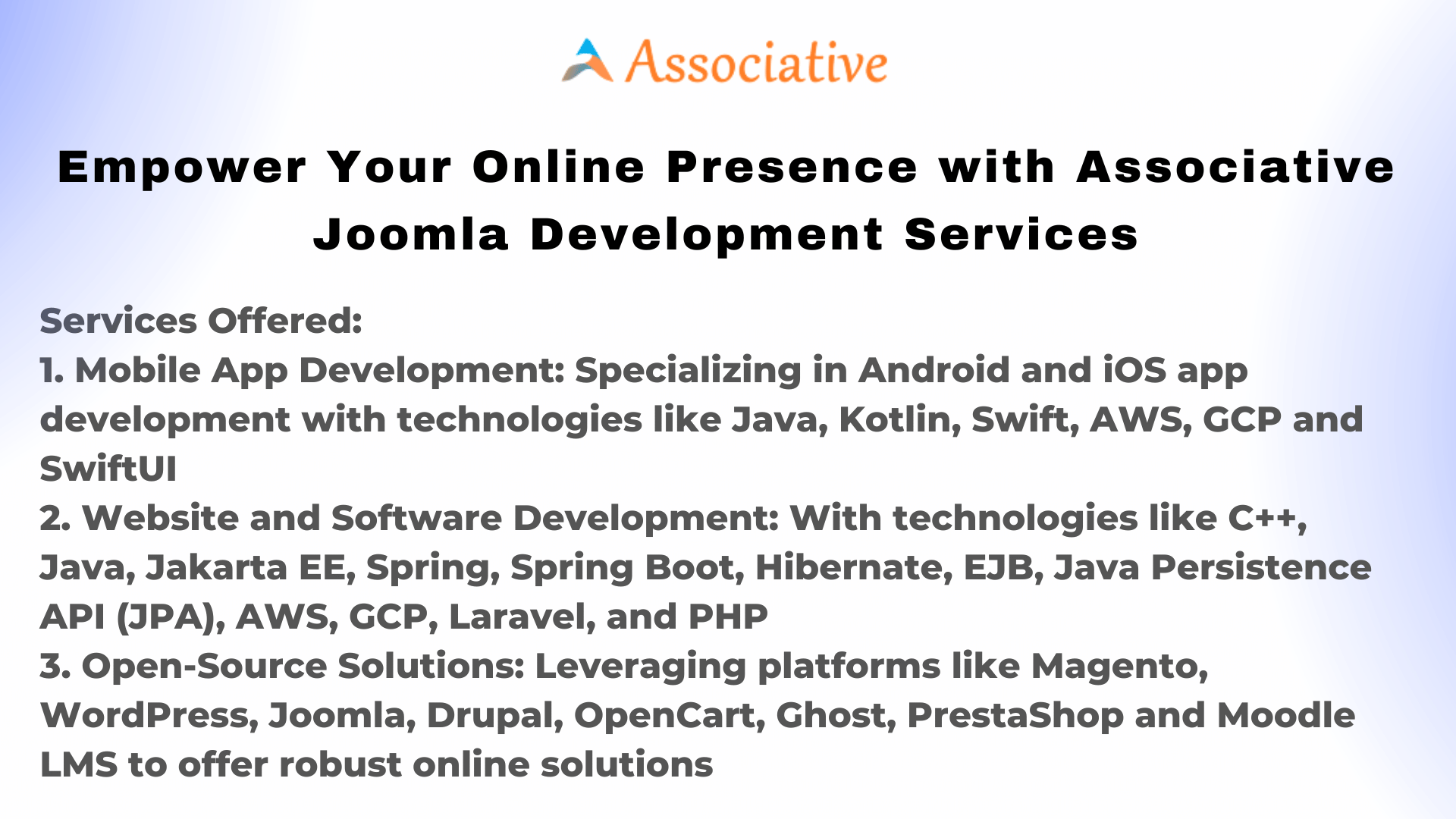 Empower Your Online Presence with Associative Joomla Development Services
