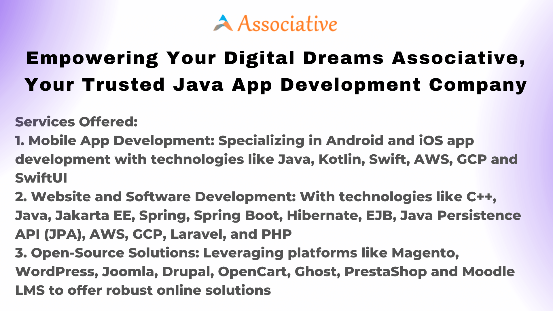 Empowering Your Digital Dreams Associative, Your Trusted Java App Development Company