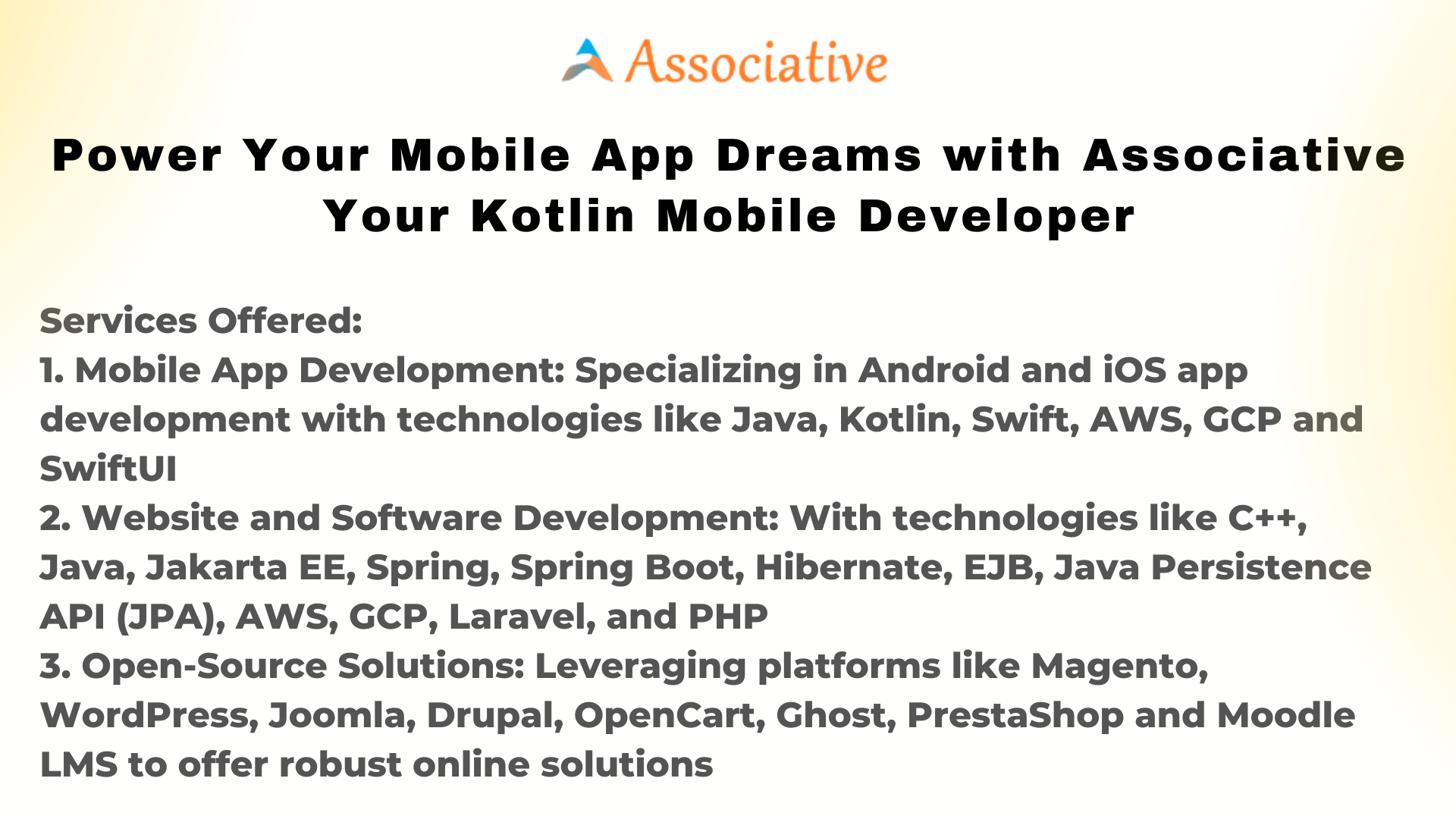 Power Your Mobile App Dreams with Associative Your Kotlin Mobile Developer