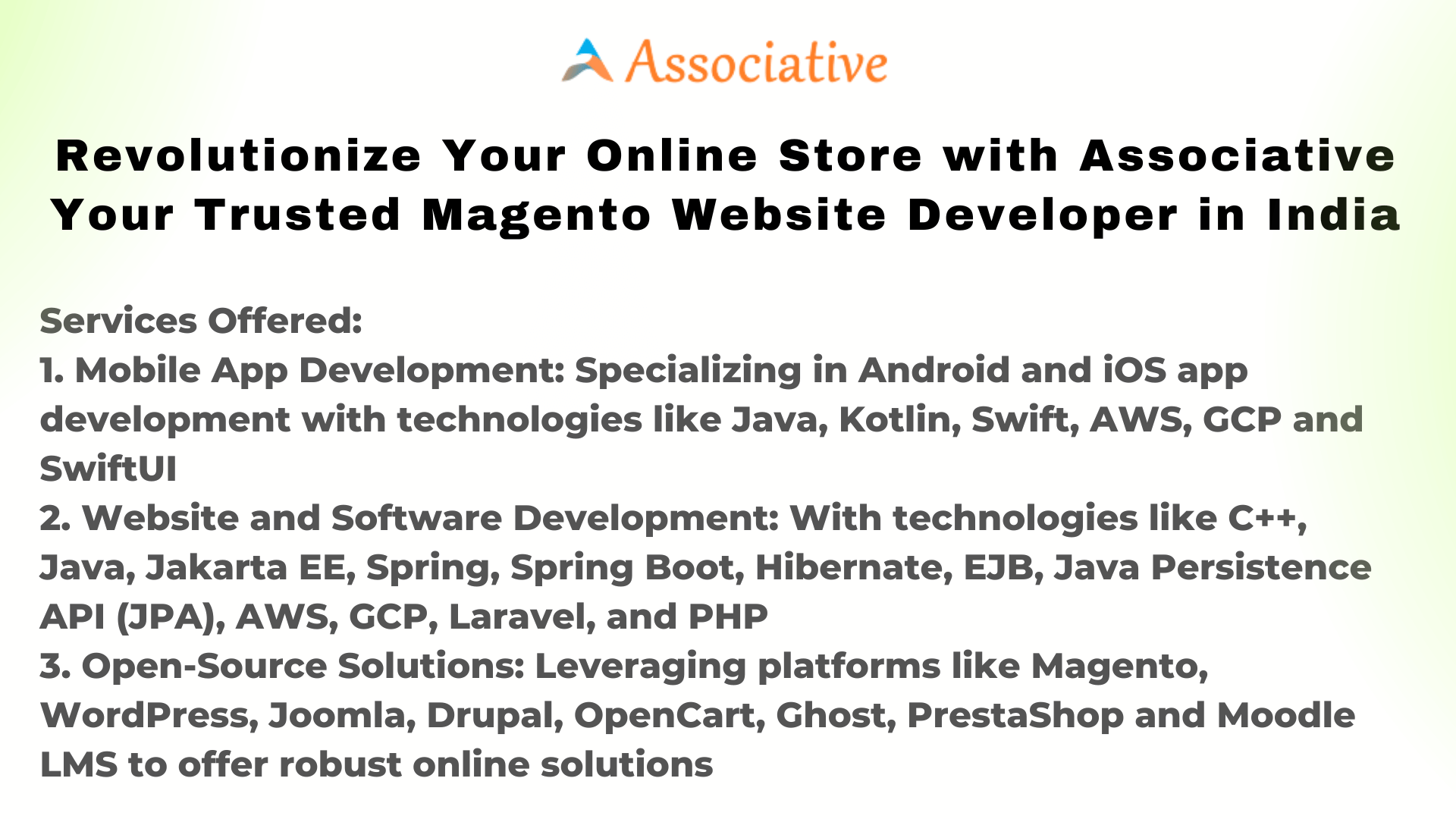 Revolutionize Your Online Store with Associative Your Trusted Magento Website Developer in India
