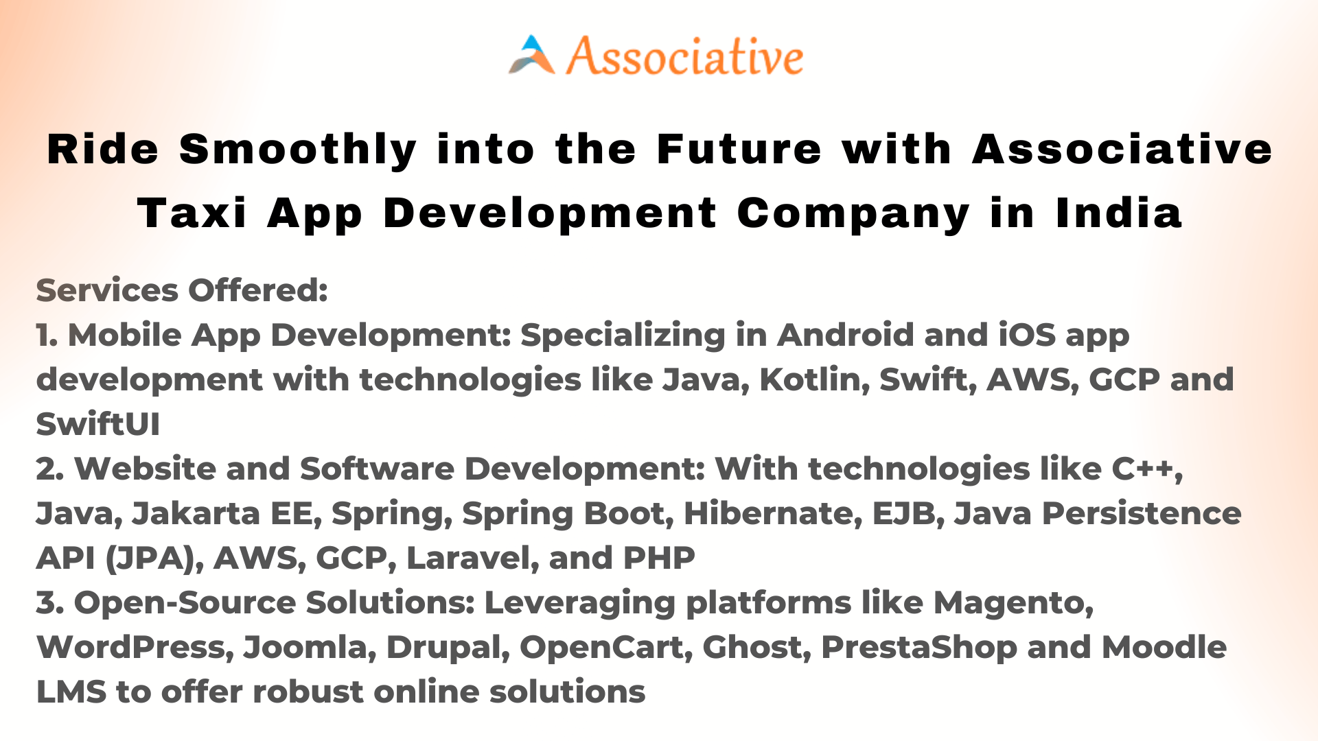 Ride Smoothly into the Future with Associative Taxi App Development Company in India