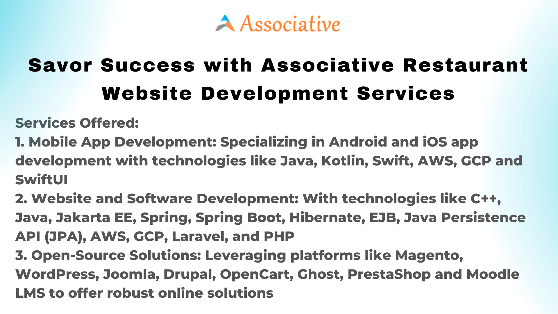 Savor Success with Associative Restaurant Website Development Services