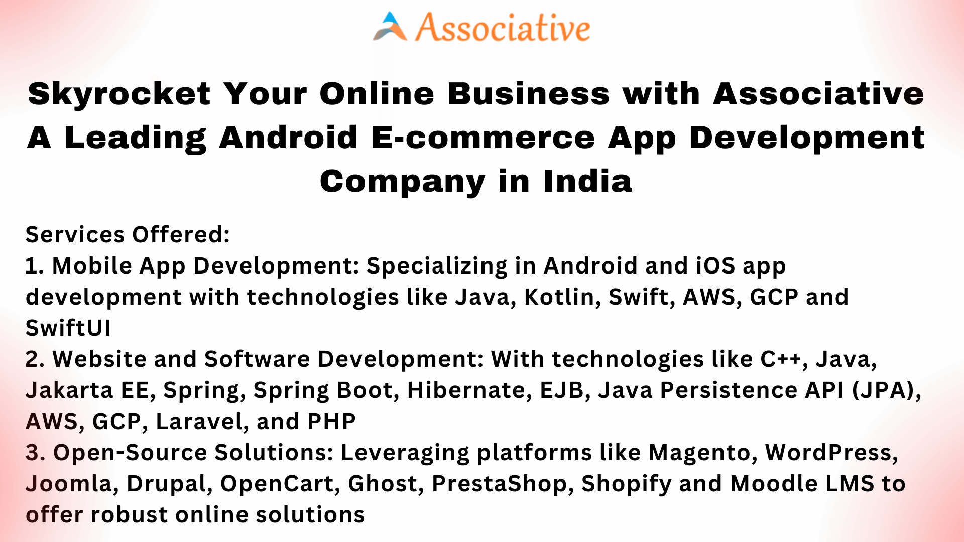 Skyrocket Your Online Business with Associative A Leading Android E-commerce App Development Company in India