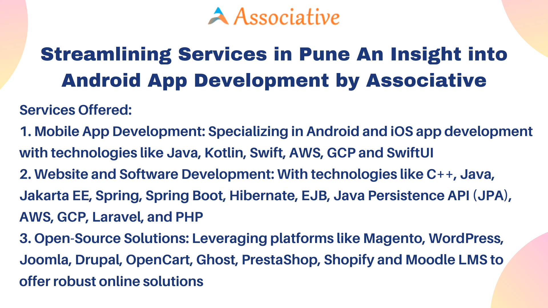 Streamlining Services in Pune An Insight into Android App Development by Associative