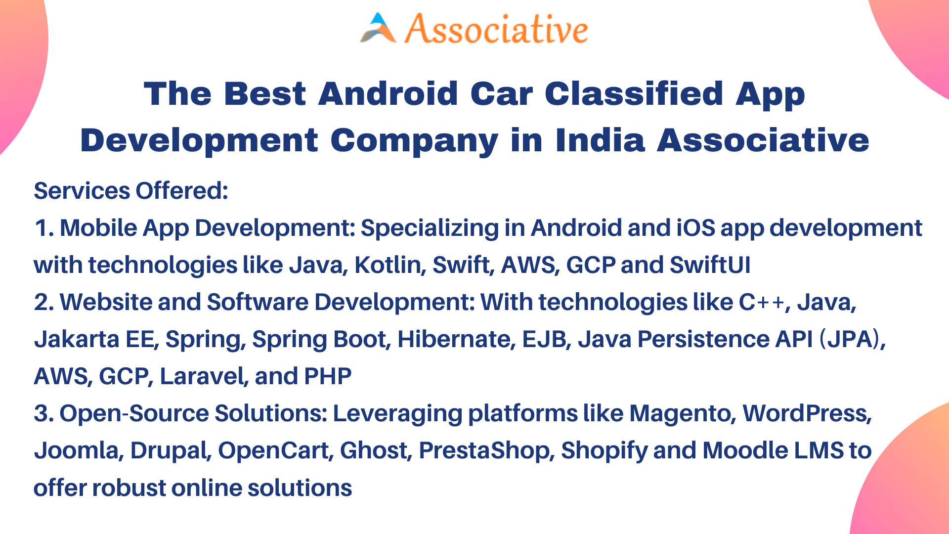 The Best Android Car Classified App Development Company in India Associative
